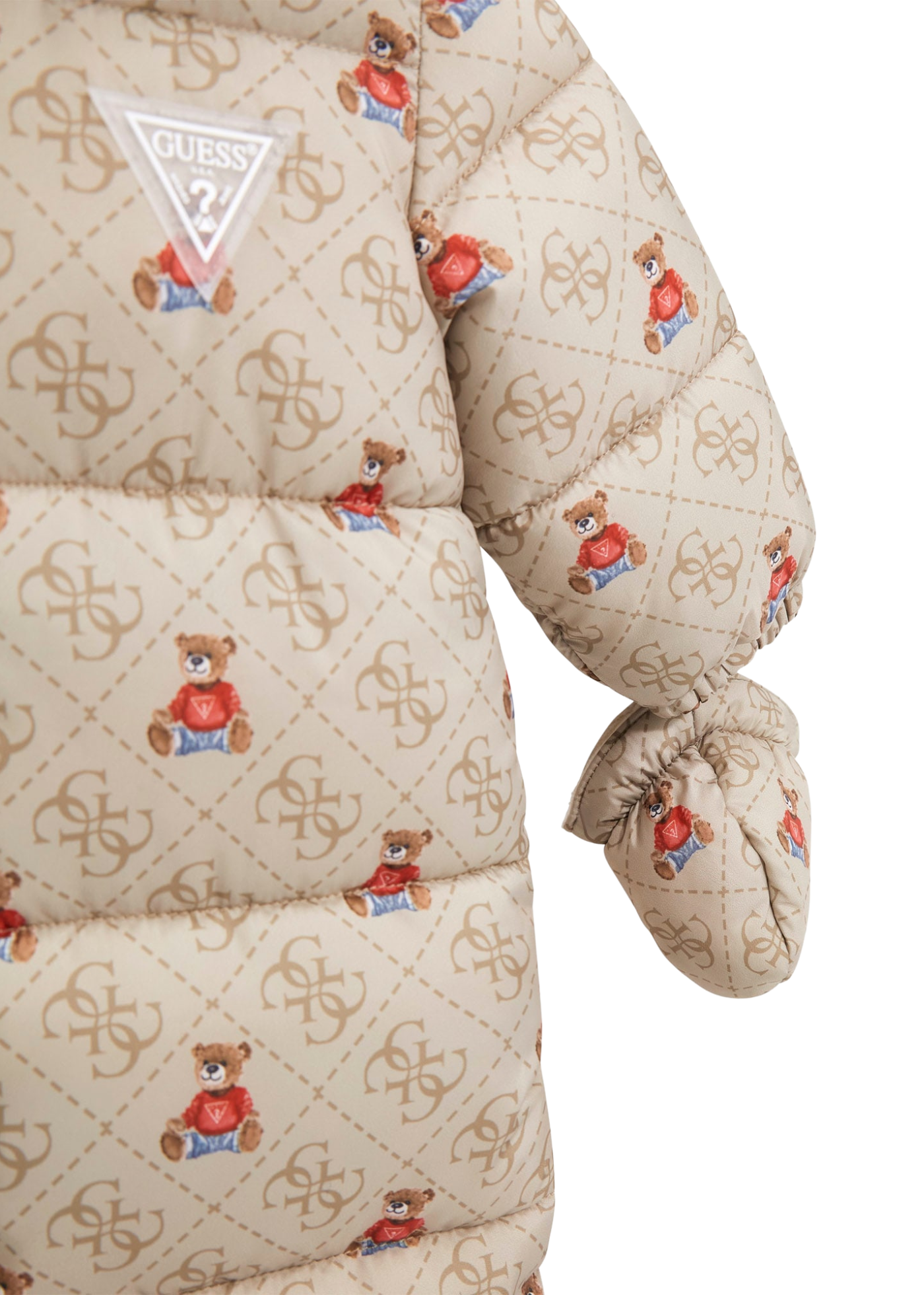 Combinezon Matlasat din Fas Bej Imprimeu Ursi si Monograme H5BW00 WCFM0 P1LT Guess