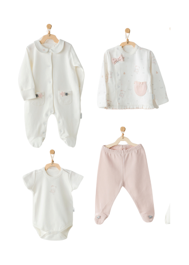 Set 10 Piese Maternitate Crem cu Roz cu Ursuleti AC25951 Andywawa