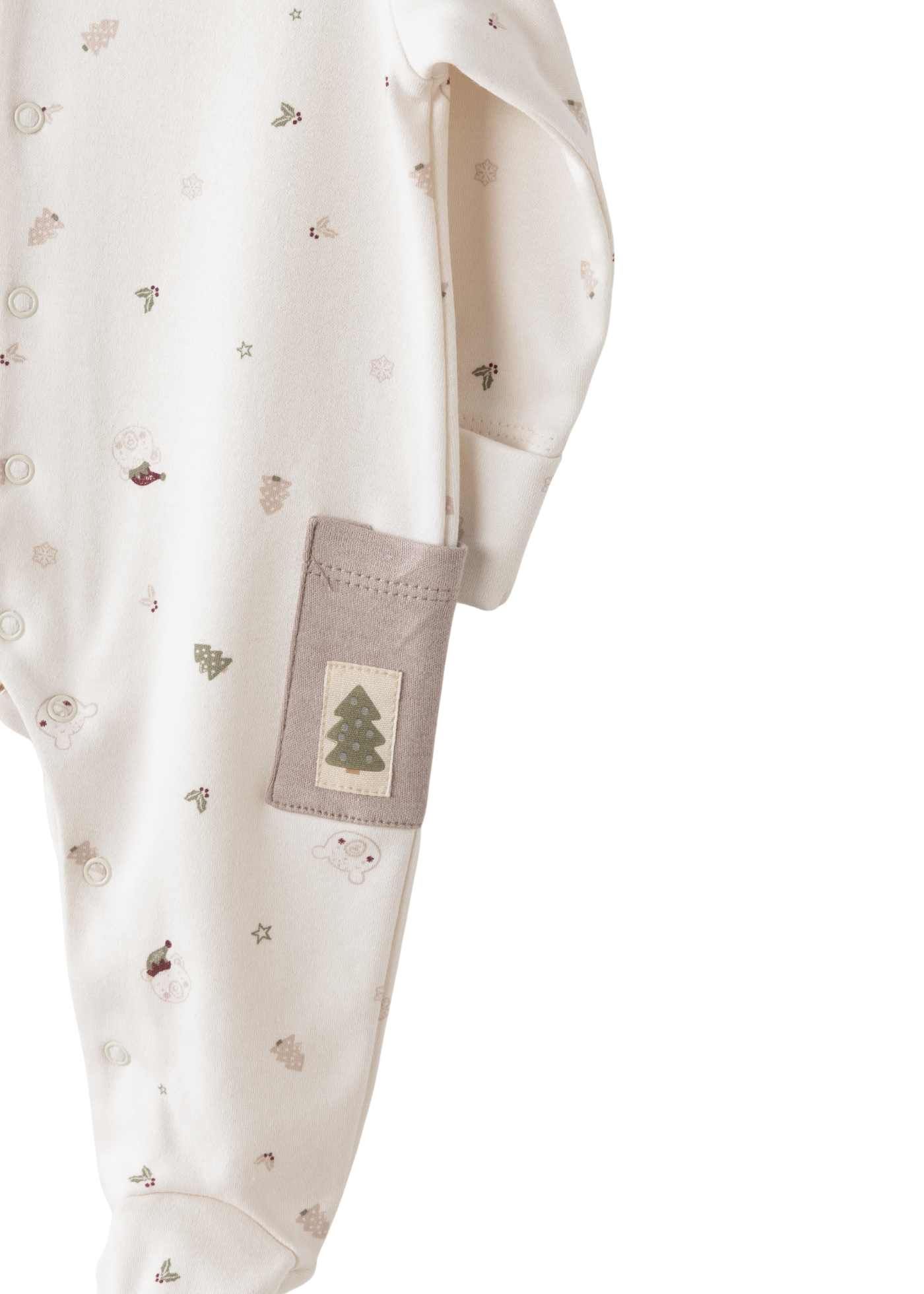 Salopeta Lunga Crem cu Bej cu Ursi si Brazi AC26183 Andywawa