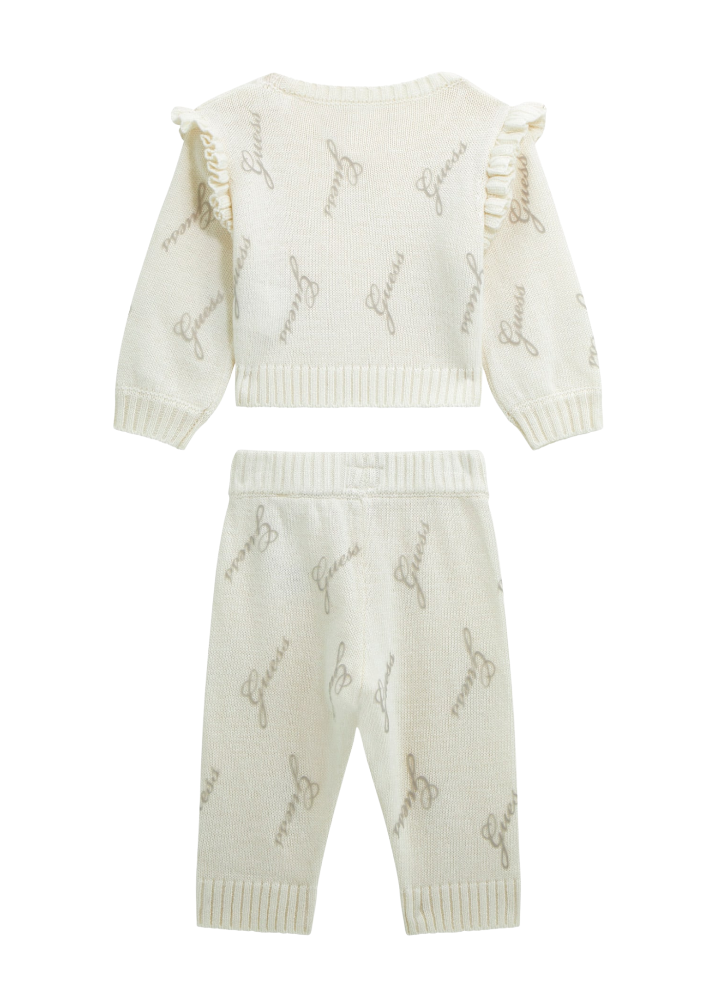 Set 2 Piese Tricotat cu Lana Alpaca Crem cu Imprimeu Guess Gri A5BG12 Z0870 P08N Guess