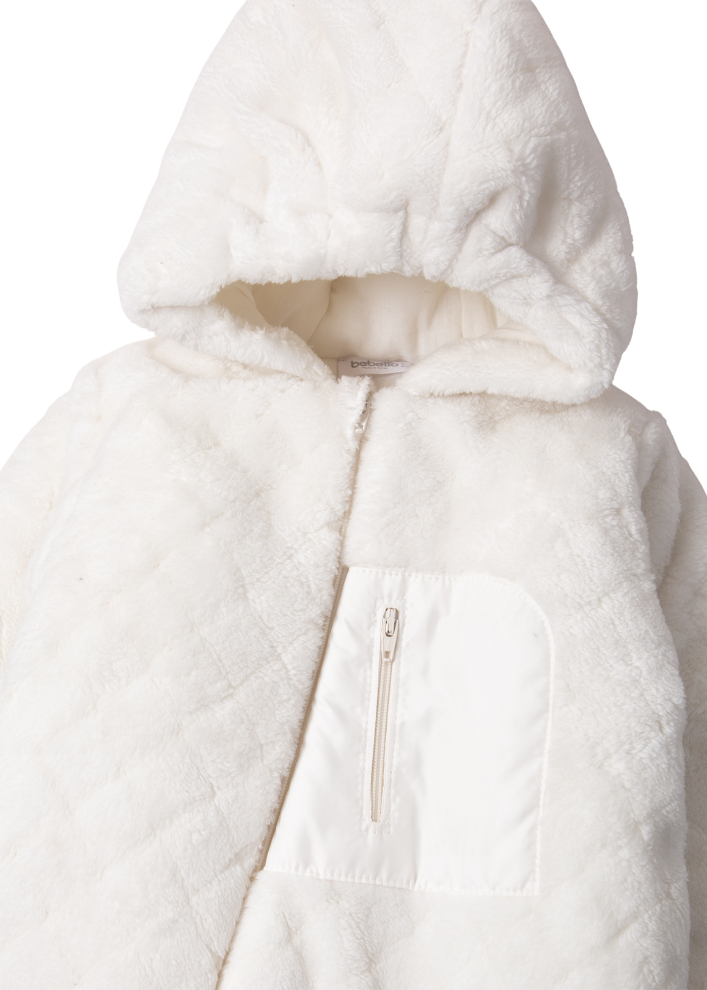 Combinezon Crem din Plus cu Fermoar si Gluga K5132 Bebetto