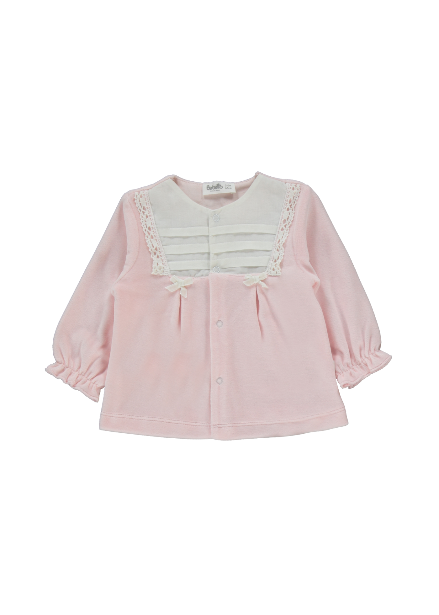 Set 3 Piese Jacheta si Pantaloni Catifea Roz si Bluza Crem K5088 Bebetto