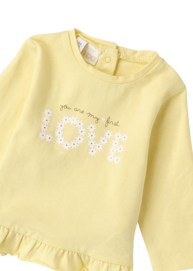 Bluza Galbena cu Maneca Lunga si Imprimeu Love pentru Fetite 8116 iDO - Camera Bebelusului