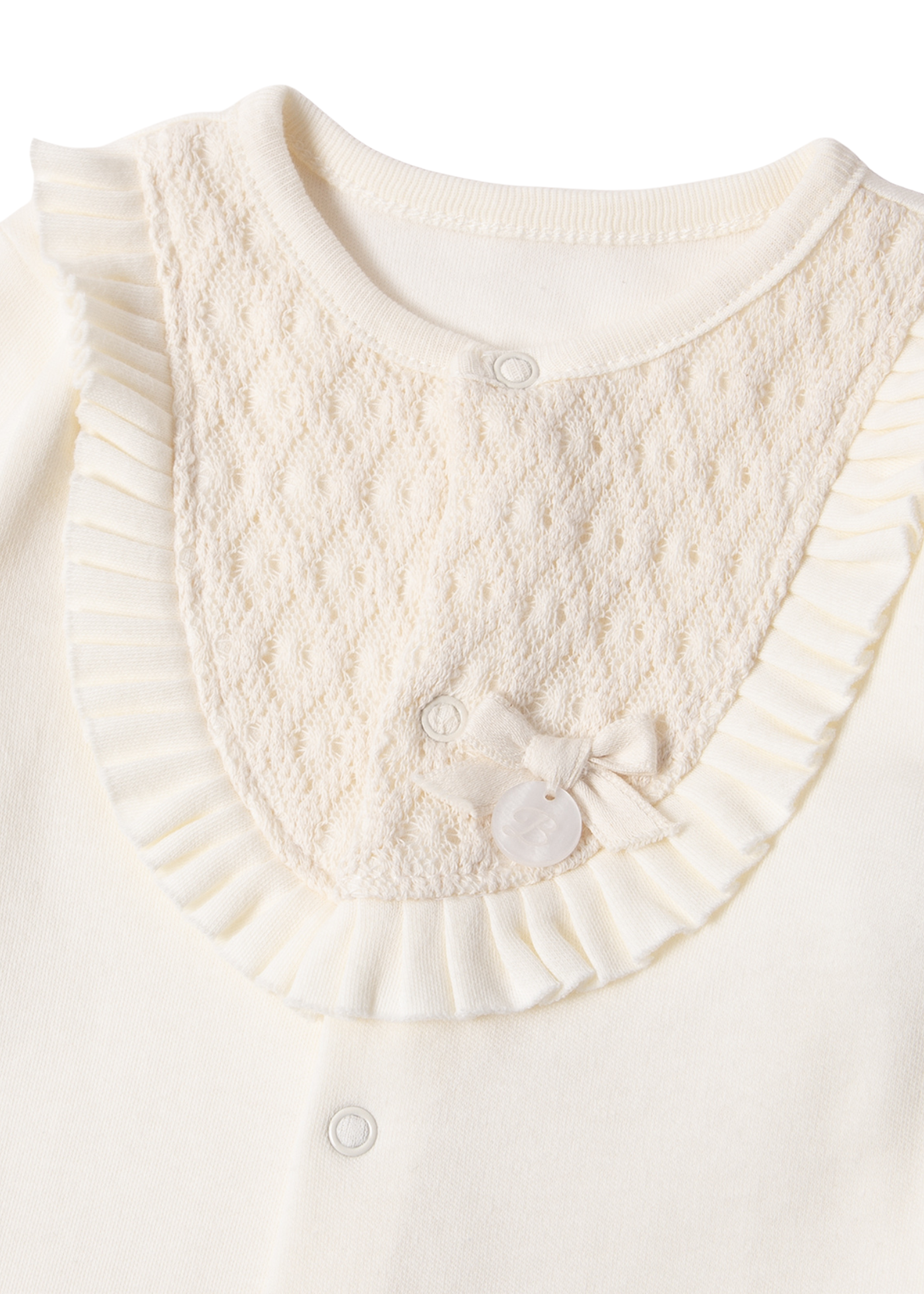 Salopeta Lunga Crem cu Dantela T4022 Bebetto