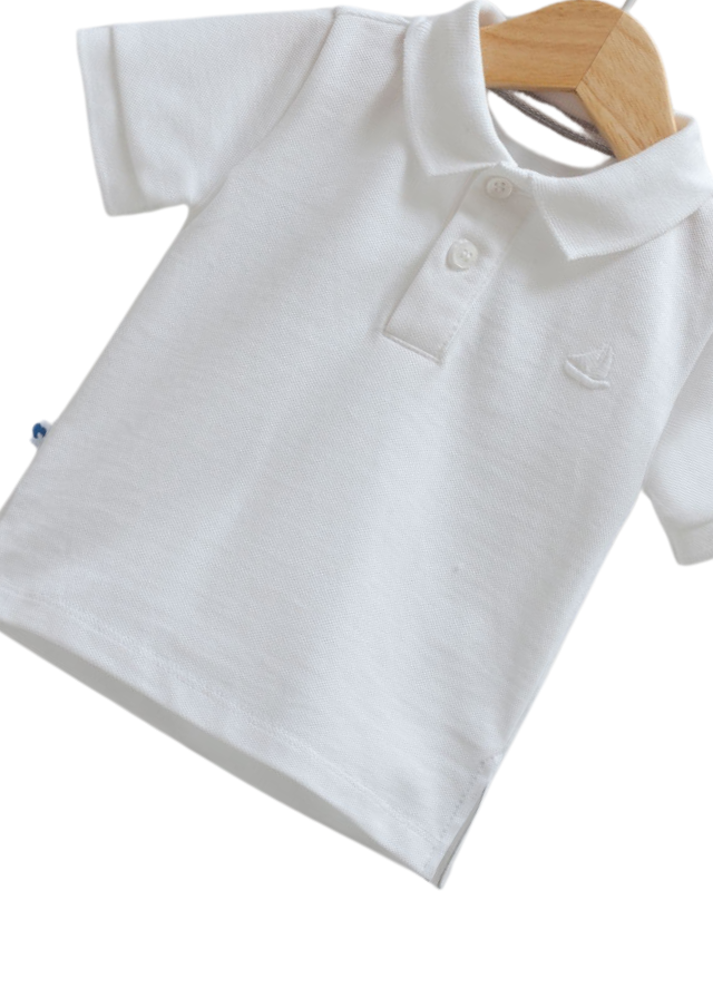 Set 2 Piese Tricou Polo Alb si Pantaloni Denim Scurti 9832 Mell Sweet Baby - Camera Bebelusului