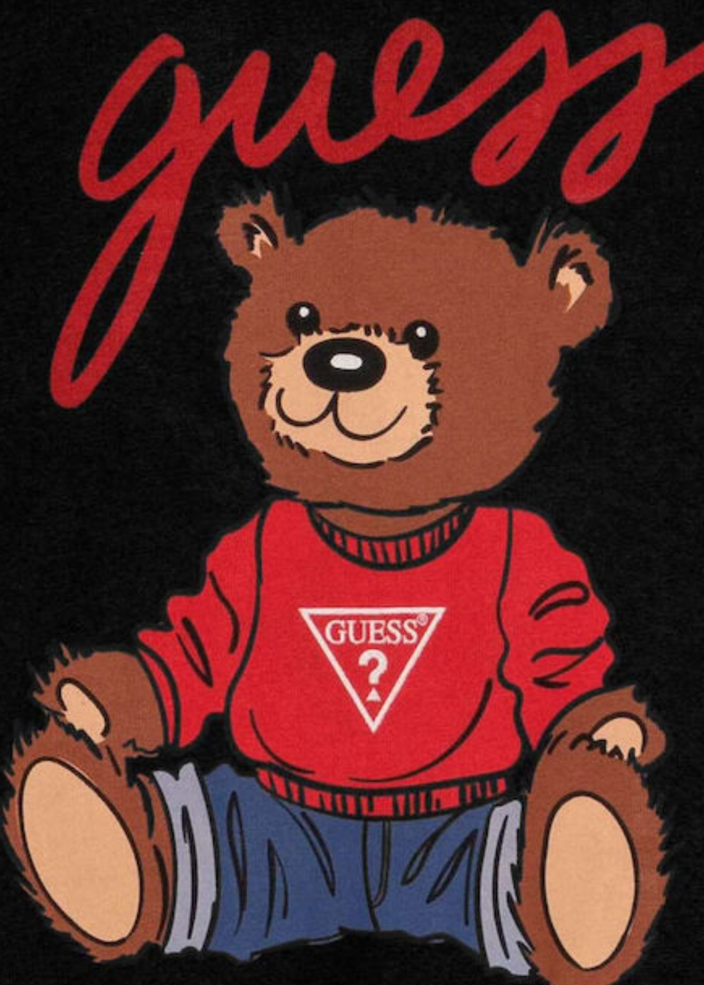 Tricou Negru cu Maneca Scurta cu Urs H4BT01 JBLK Guess