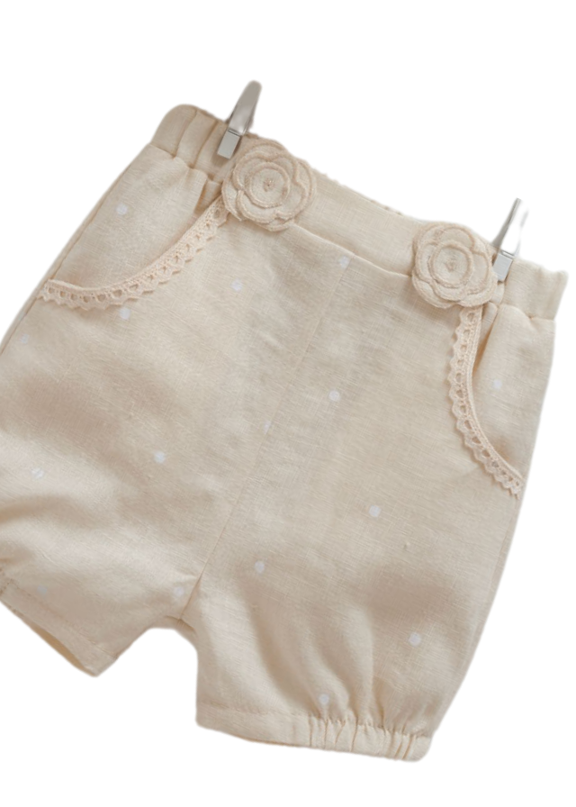 Set 2 Piese Bej Top si Pantaloni Scurti 9784 Mell Sweet Baby - Camera Bebelusului