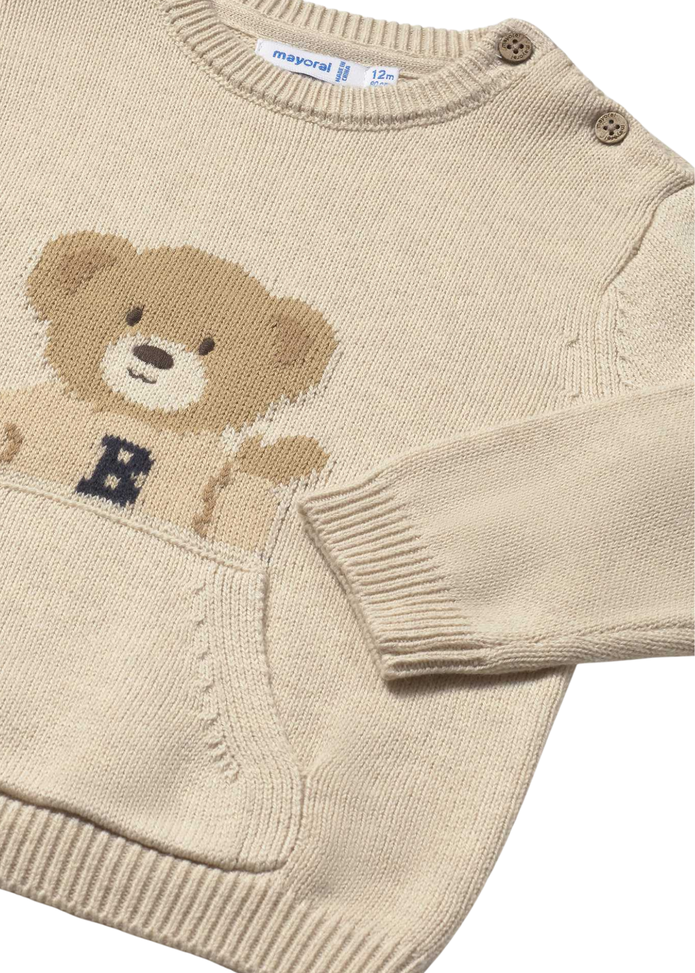 Pulover Bej cu Urs si Buzunar 2341 Mayoral