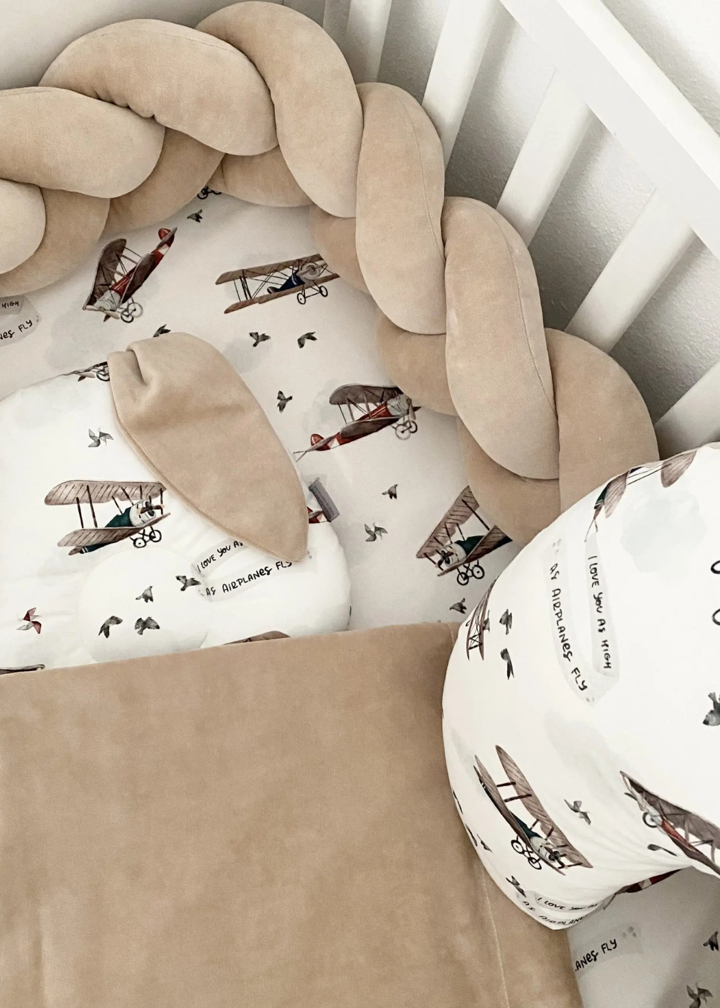 Protectie Impletita Bej pentru Patut 120 cm 1156-5006-912 Dada&Rocco