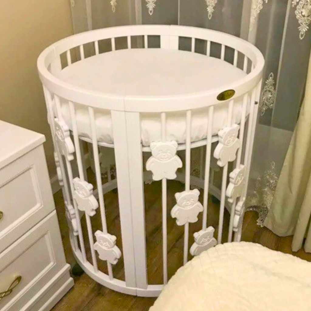 Patut Smart Ursuleti Rotund-Oval Evolutiv Transformabil Cosleeper 9in1 Lemn Arin 72 cm INGVART