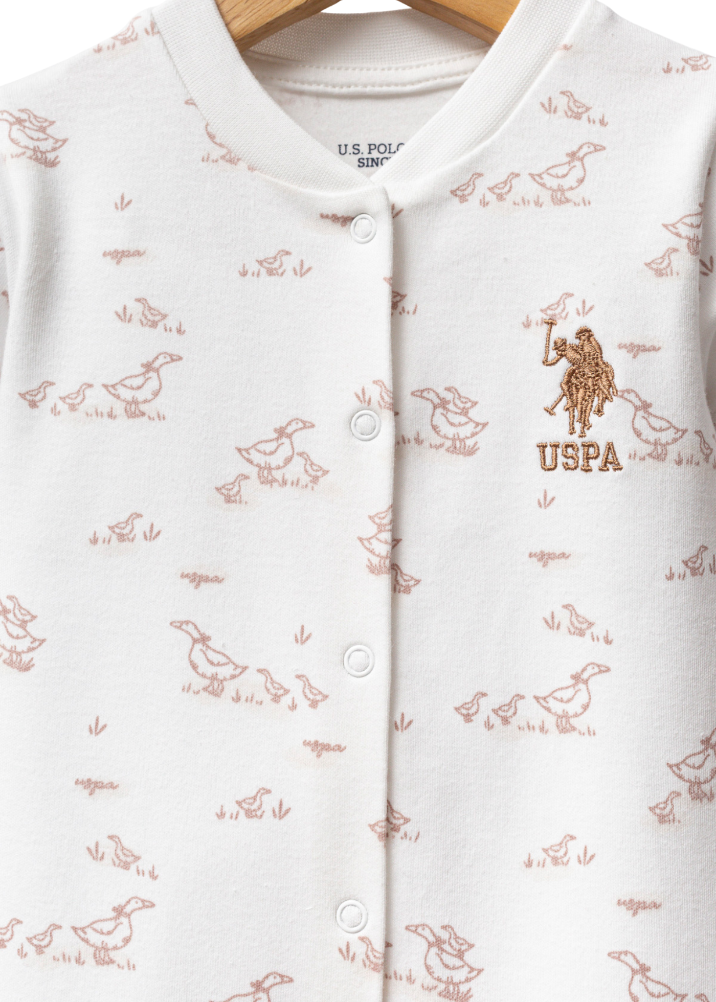 Salopeta Lunga Alba cu Imprimeu Bej Gaste USB2706 Us Polo Assn