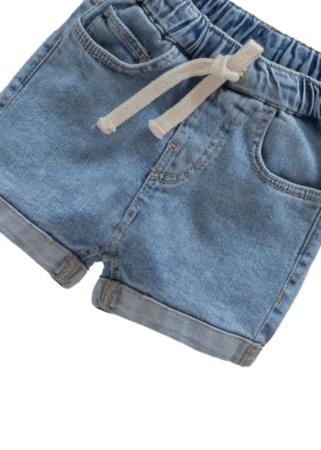 Set 2 Piese Tricou Polo Portocaliu si Pantaloni Denim Scurti 9832 Mell Sweet Baby - Camera Bebelusului