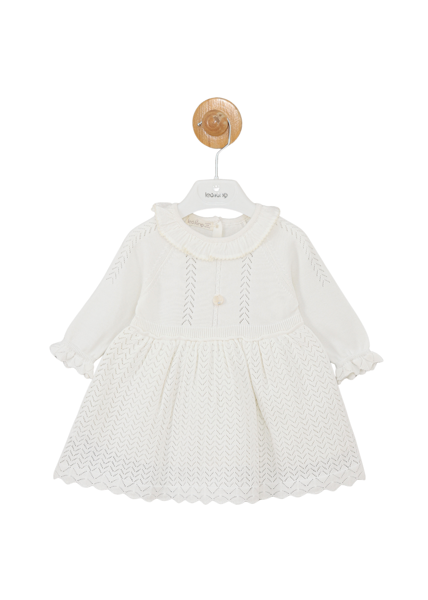 Rochie Tricotata Alba cu Maneca Lunga 5371 Leo King