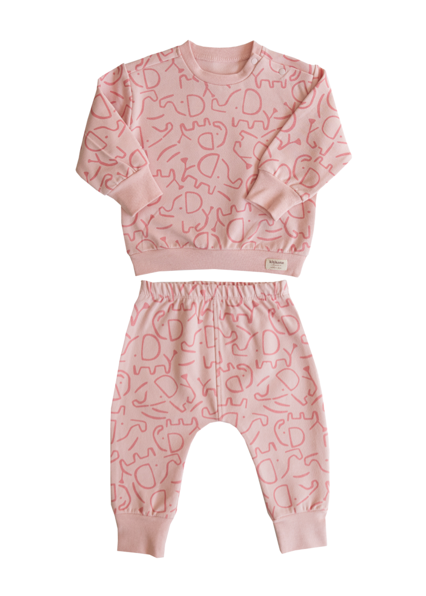 Trening 2 Piese Roz cu Desene Bumbac Organic S60439 Kitikate