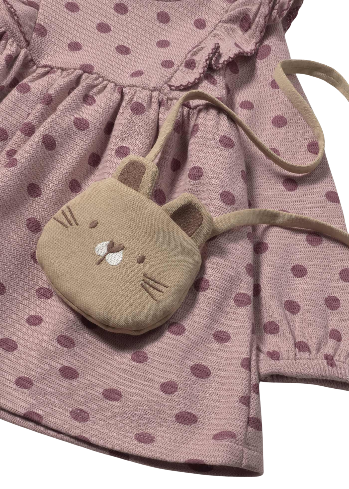 Rochie Roz cu Buline cu Geanta Bej 2920 Mayoral