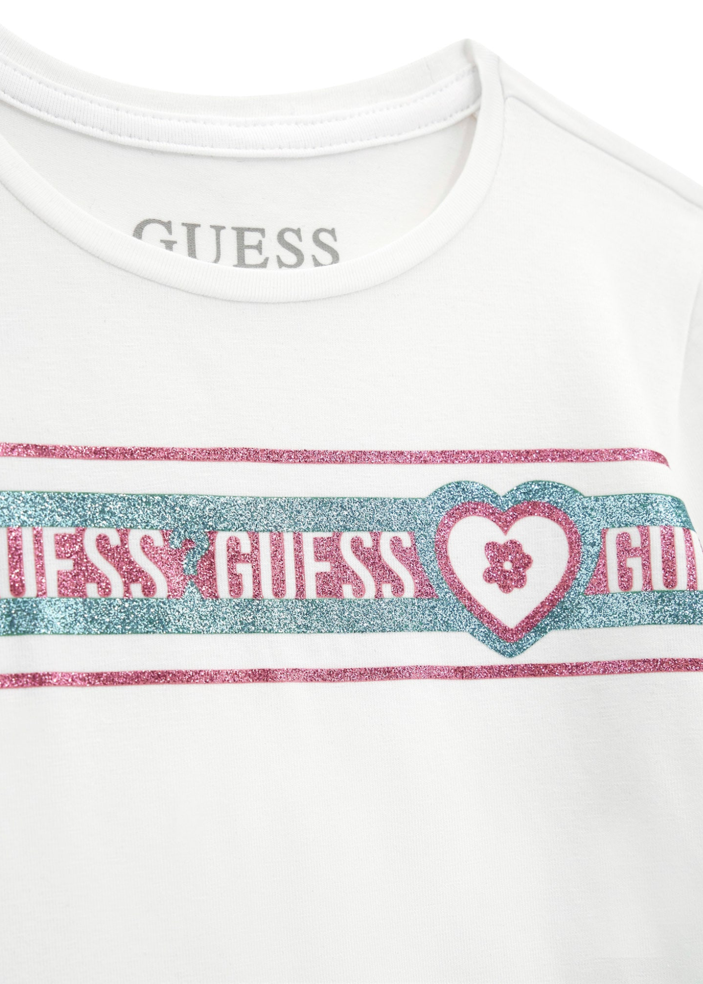 Bluza Alba cu Maneca Lunga cu Logo cu Glitter K5YI23 K6YW4 G011 Guess