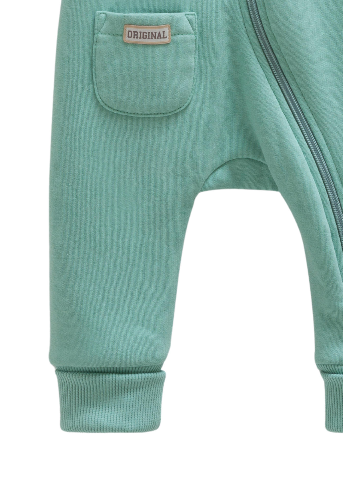 Combinezon Lung Verde din Bumbac cu Gluga TK1897 Mell Sweet Baby