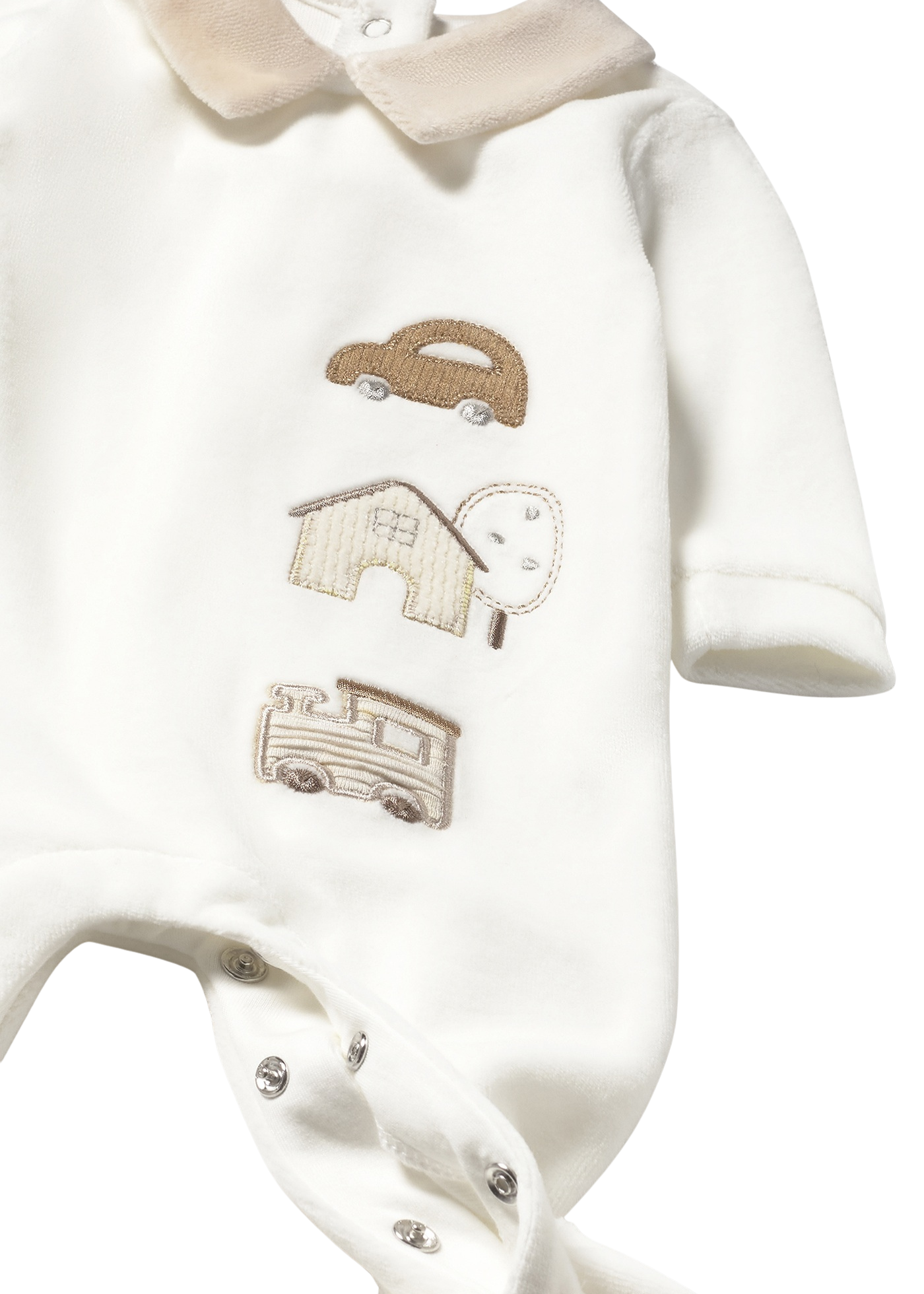 Salopeta Lunga Velur Crem cu Masini 2716 Mayoral