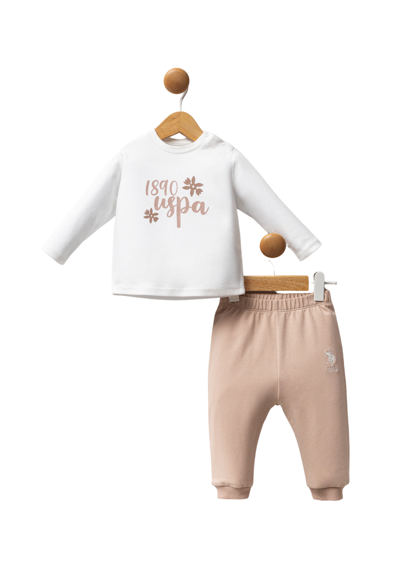 Trening 3 Piese Bej cu Alb USB2723 Us Polo Assn