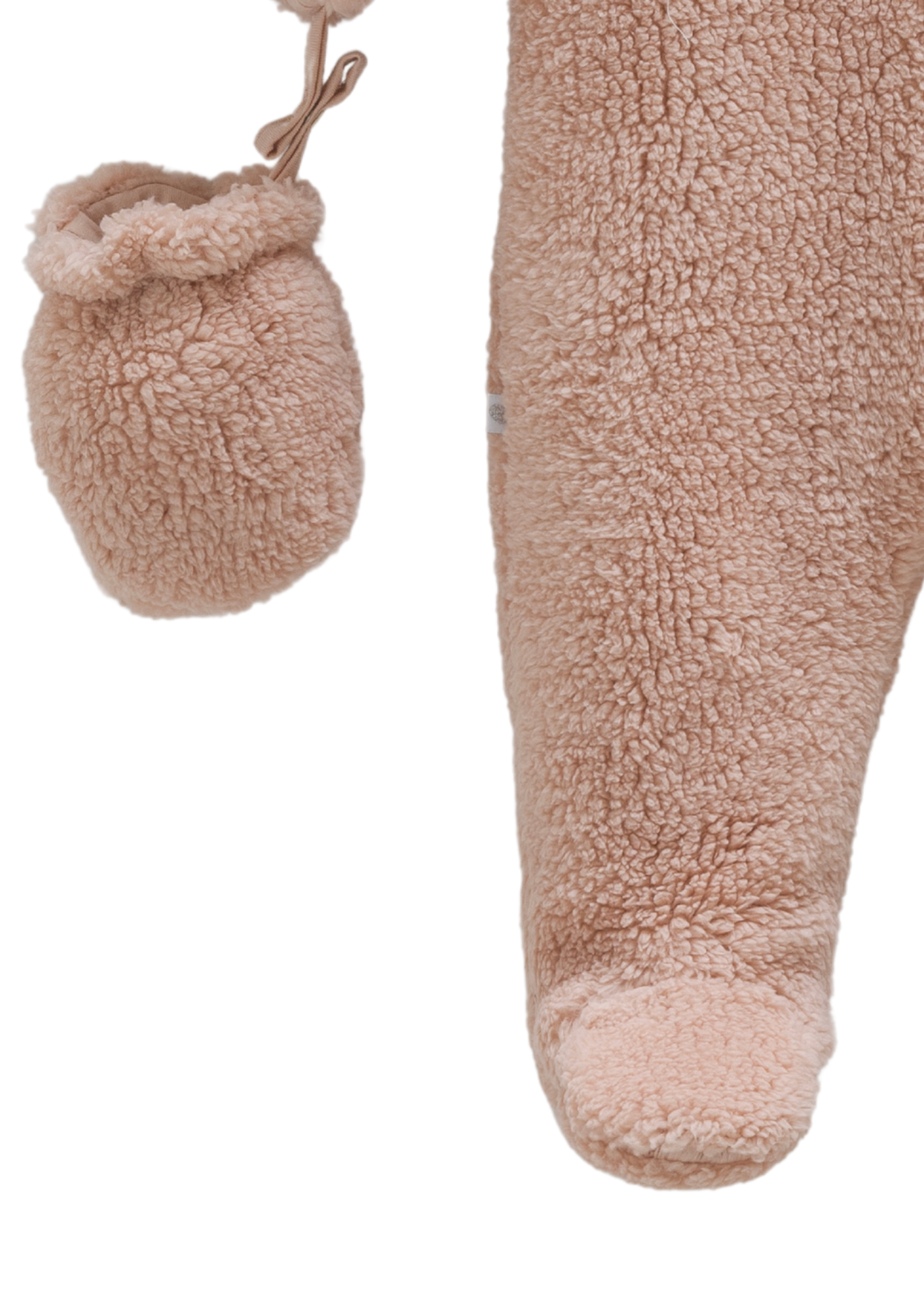 Combinezon Roz Pudra din Plus cu Gluga si Iepuras la Fermoar TE2117 Mell Sweet Baby