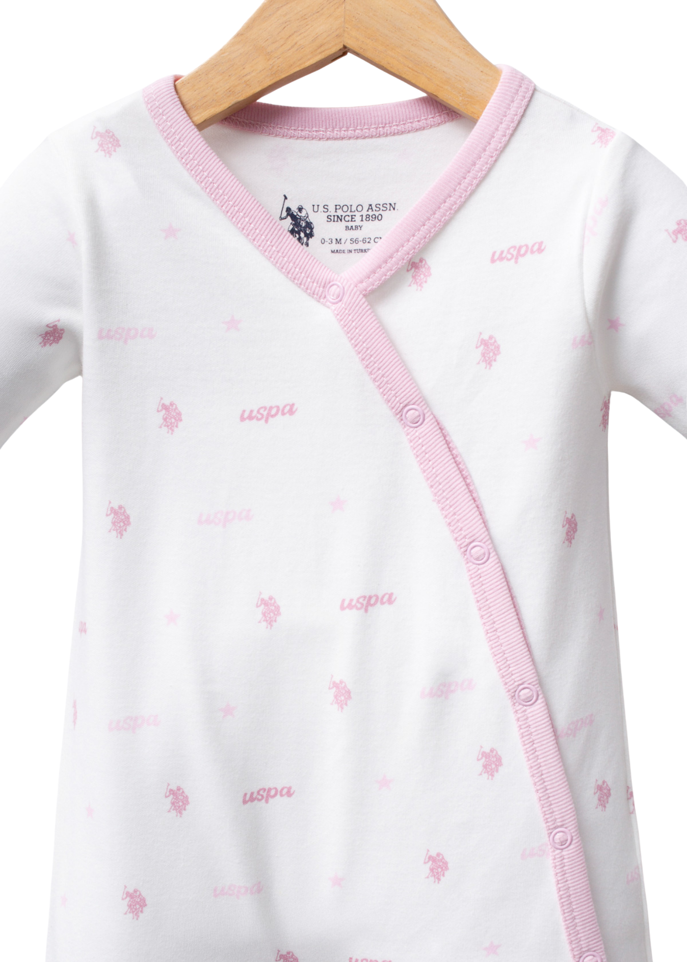 Salopeta Lunga Ivory cu Imprimeu Logo Roz si Capse pe Fata USB2360 Us Polo Assn