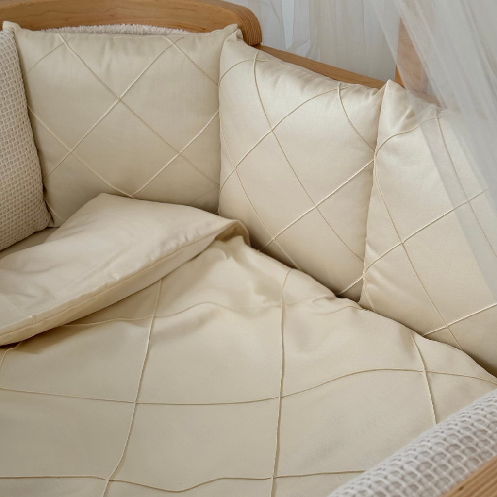 Crib Bedding Set 60x120 cm Satin Platinum Beige Ingvart