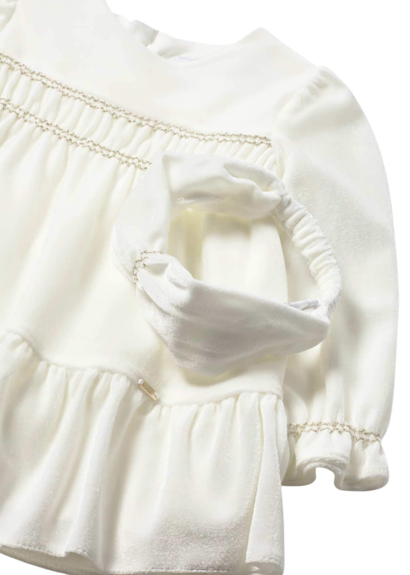 Rochie Catifea Crem cu Maneca Lunga si Bentita 2904 Mayoral