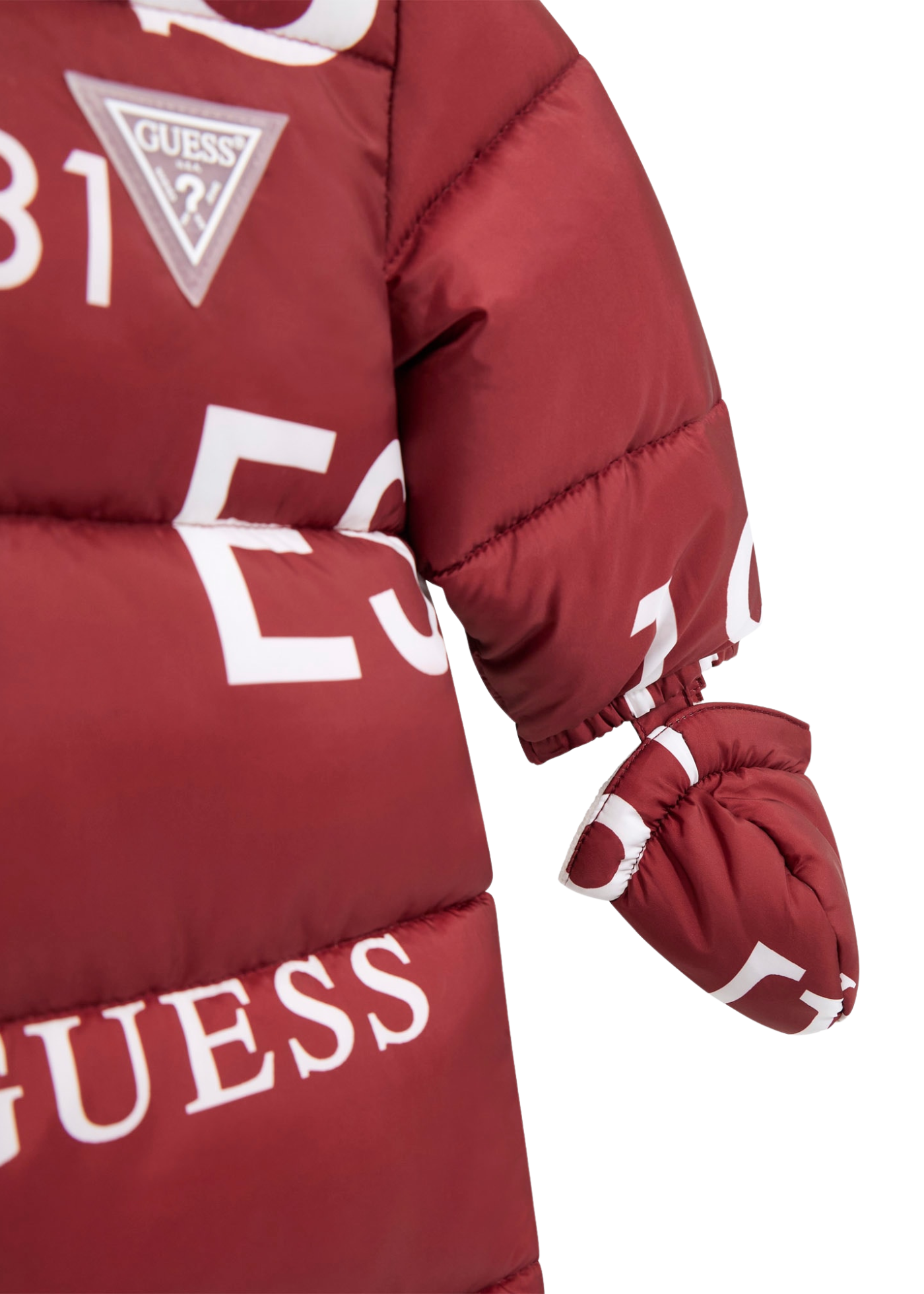 Combinezon Matlasat din Fas Grena cu Print Litere H5BW00 WCFM0 P54O Guess