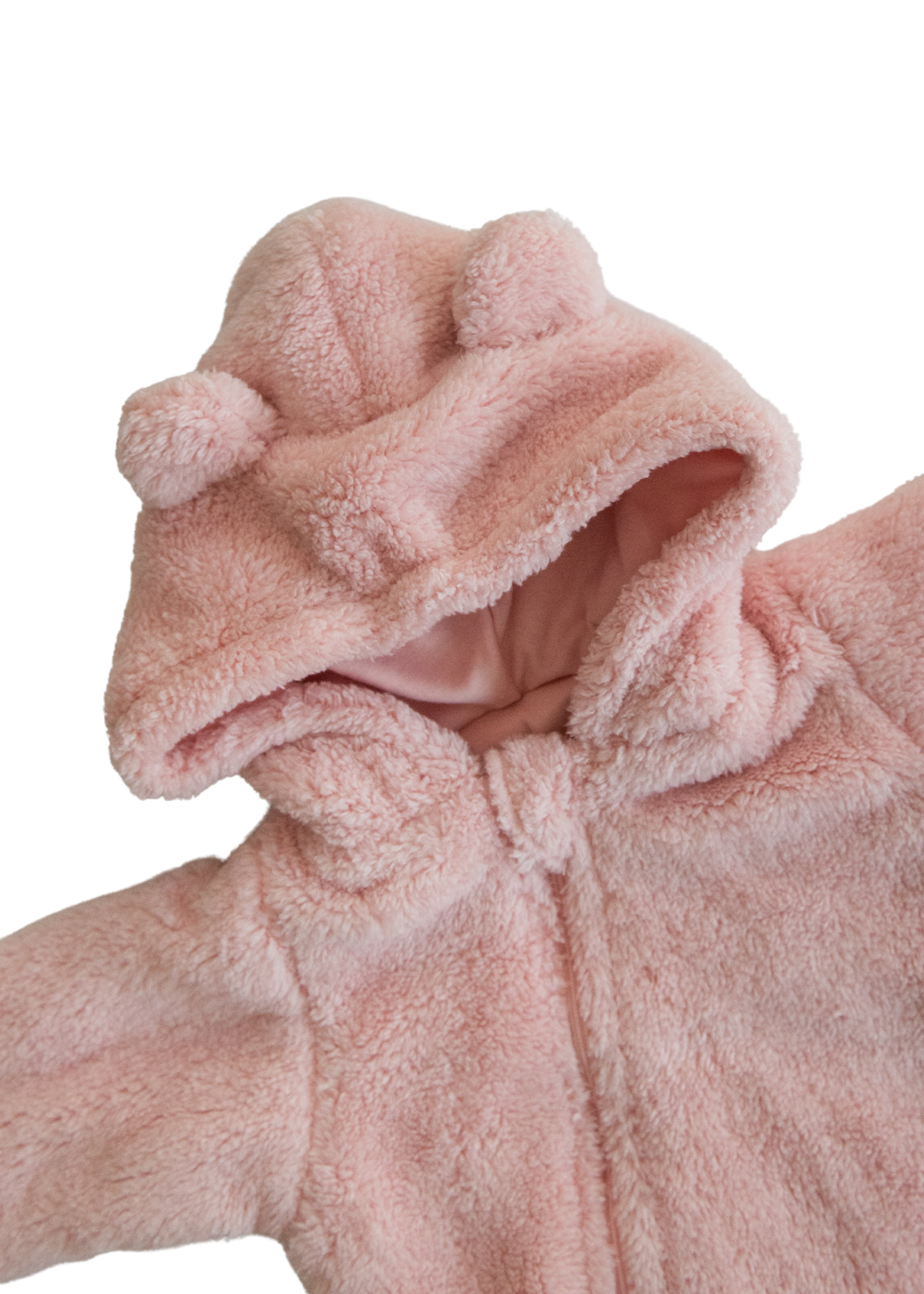 Combinezon Roz din Plus cu Fermoar si Gluga S60343 Kitikate