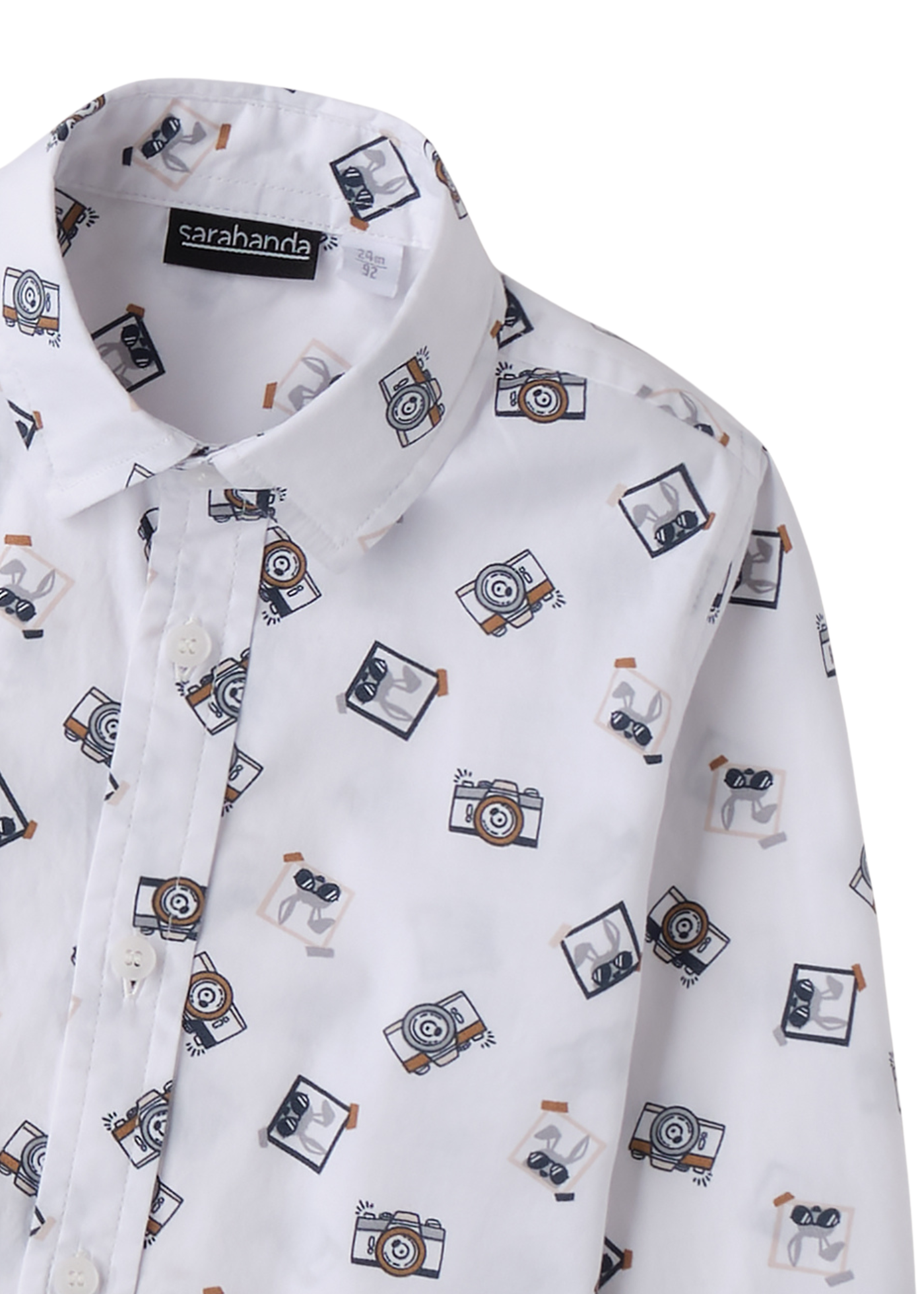 Camasa Alba cu Maneca Lunga cu Imprimeu Camere Foto 0.F121/00 Sarabanda