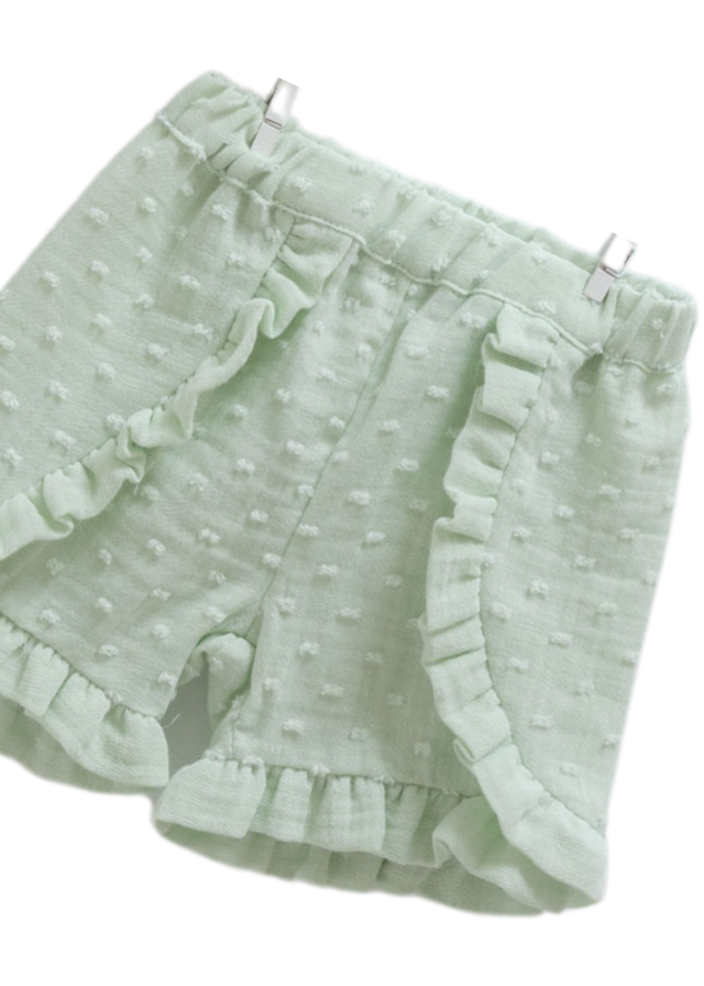 Set 2 Piese Verde, Top cu Maneca Scurt si Pantaloni Scurti din Bumbac cu Model 9709 Mell Sweet Baby - Camera Bebelusului