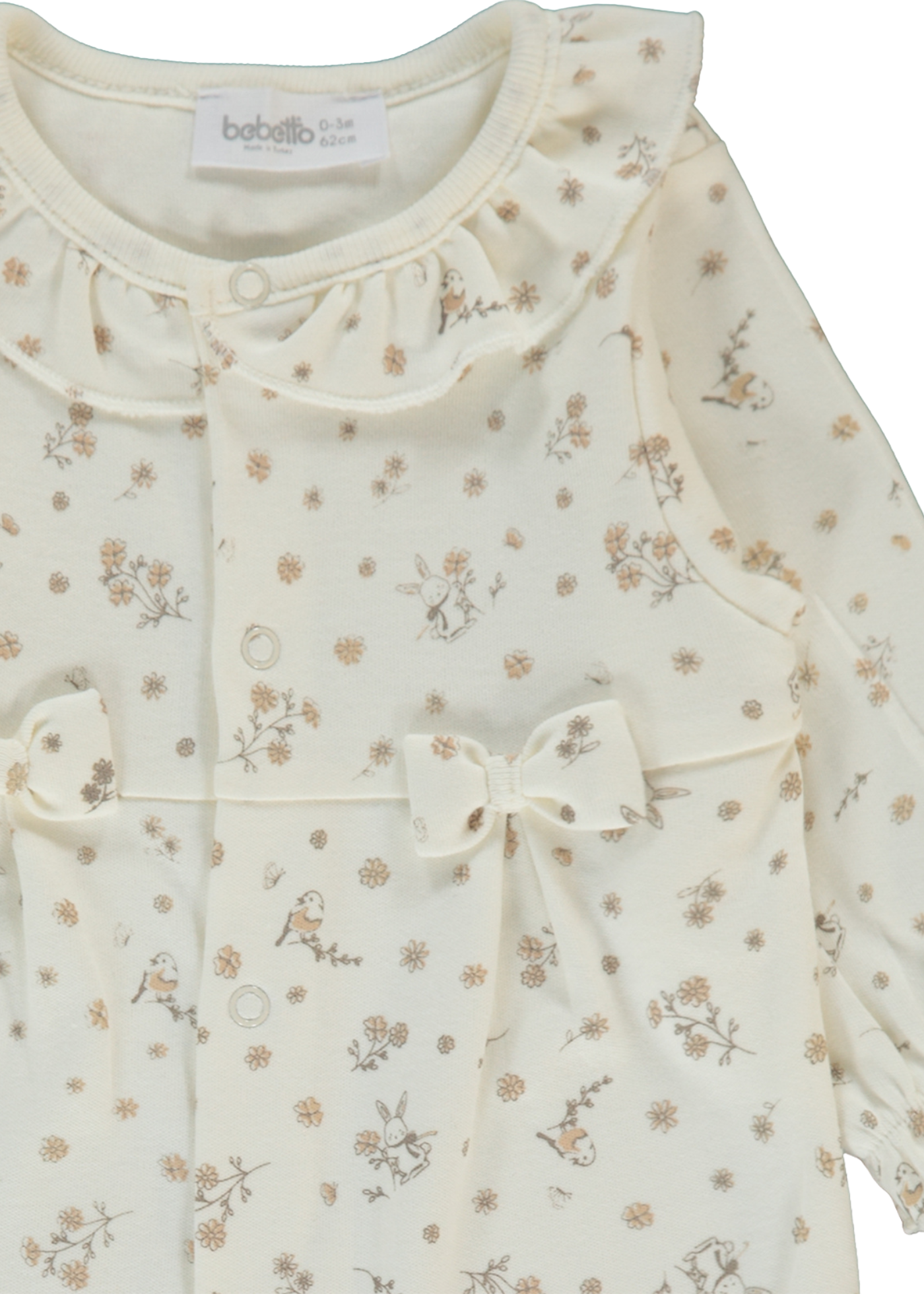 Salopeta Lunga Bej cu Imprimeu Pasari si Iepuri K5137 Bebetto