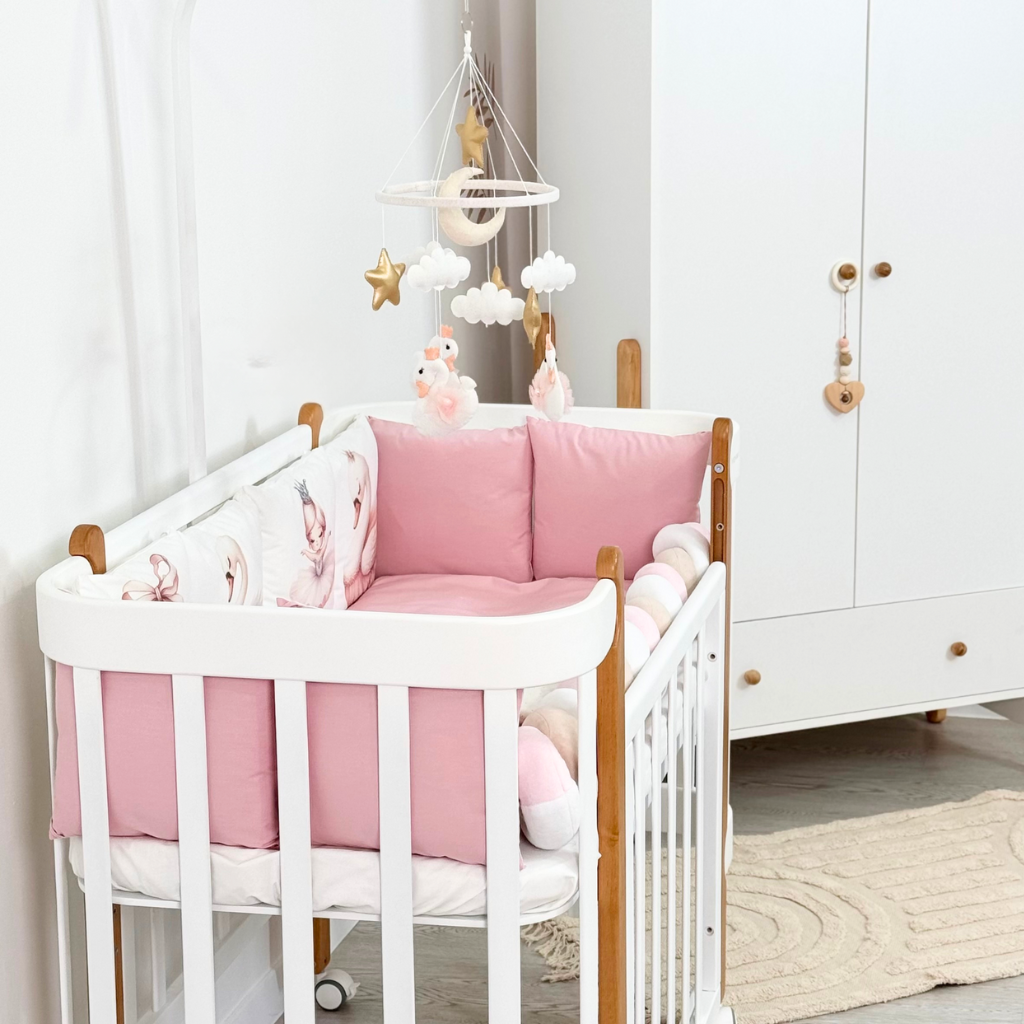 Crib Bedding Set 70x120 cm Alba Ballerina with Swan White-Pink Ingvart