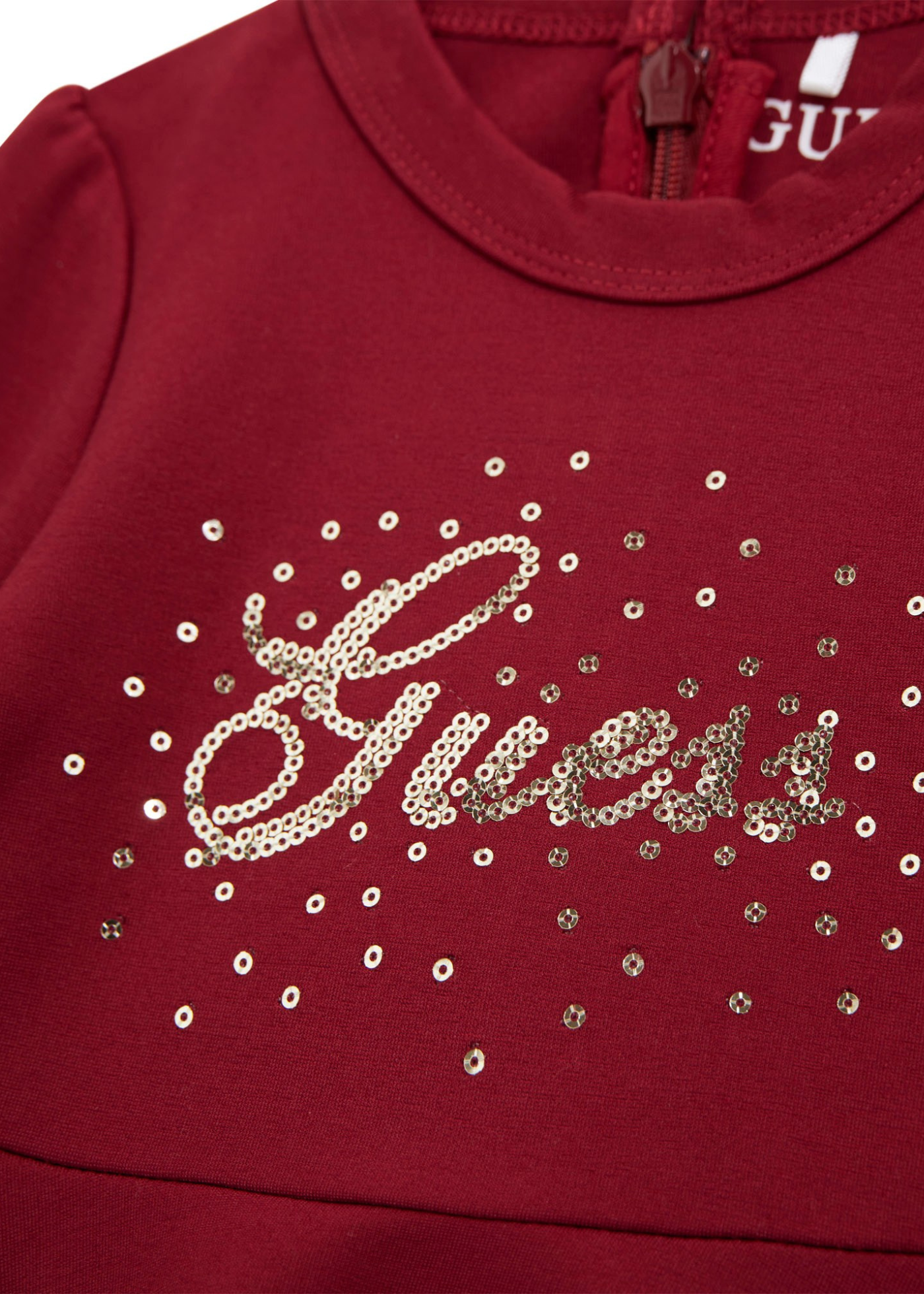 Rochie Rosie cu Maneca Lunga cu Paiete Aurii si Chilotel A5BK04 KAE30 G5A9 Guess