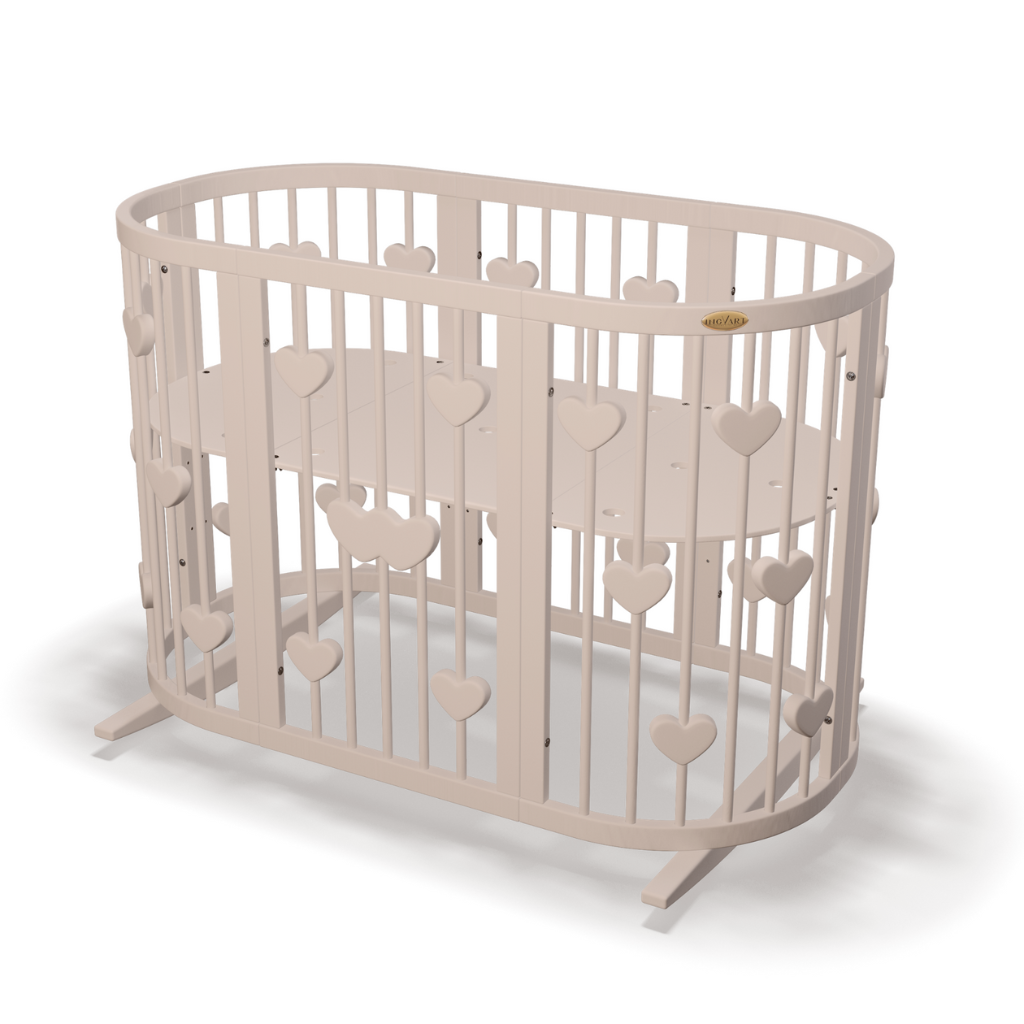 Patut Smart Inimi Rotund-Oval Evolutiv Transformabil Cosleeper 9in1 Lemn Arin 72 cm INGVART