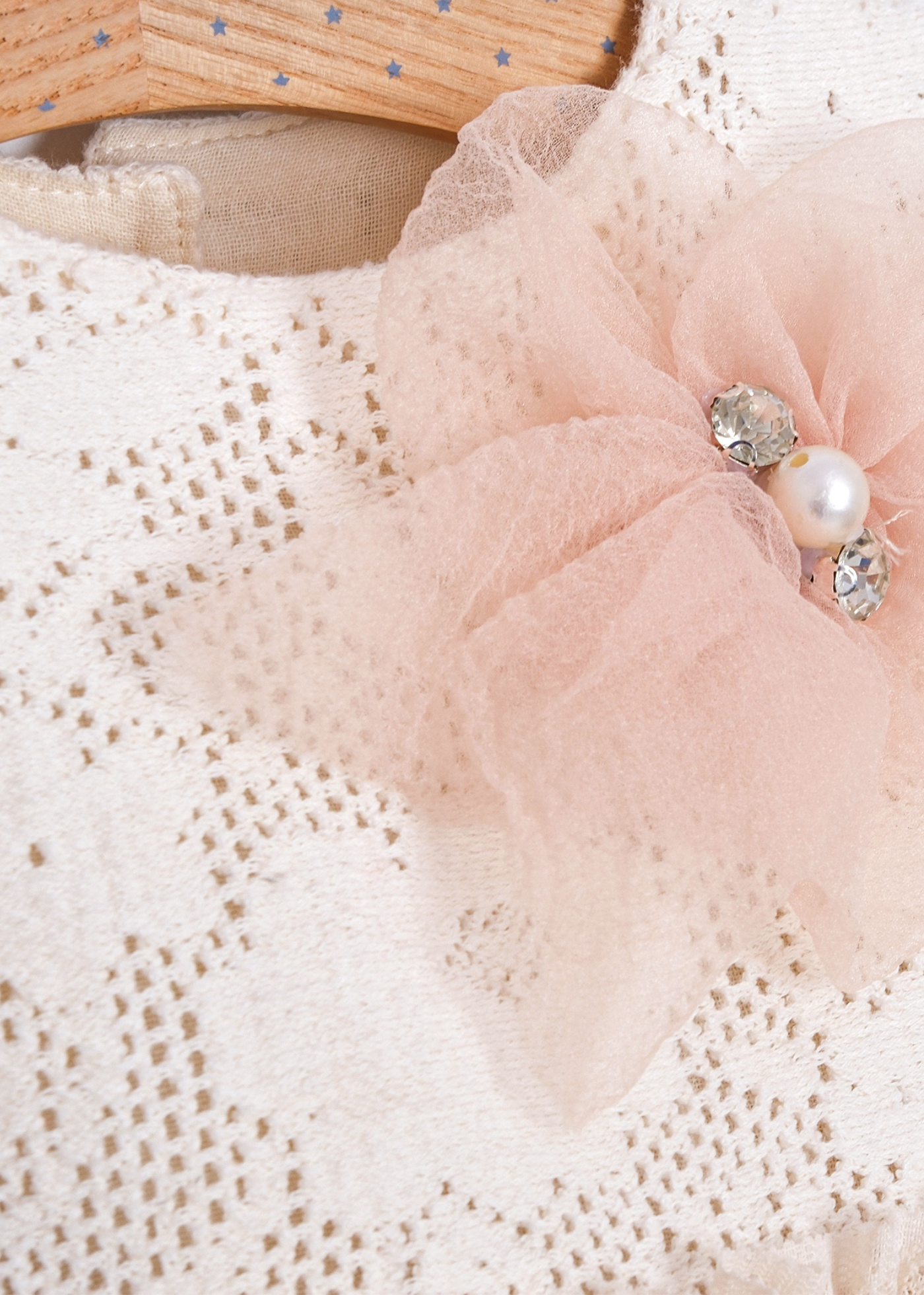 Body Crem din Dantela cu Maneca Lunga si Volane MJ170 Mary & Joe