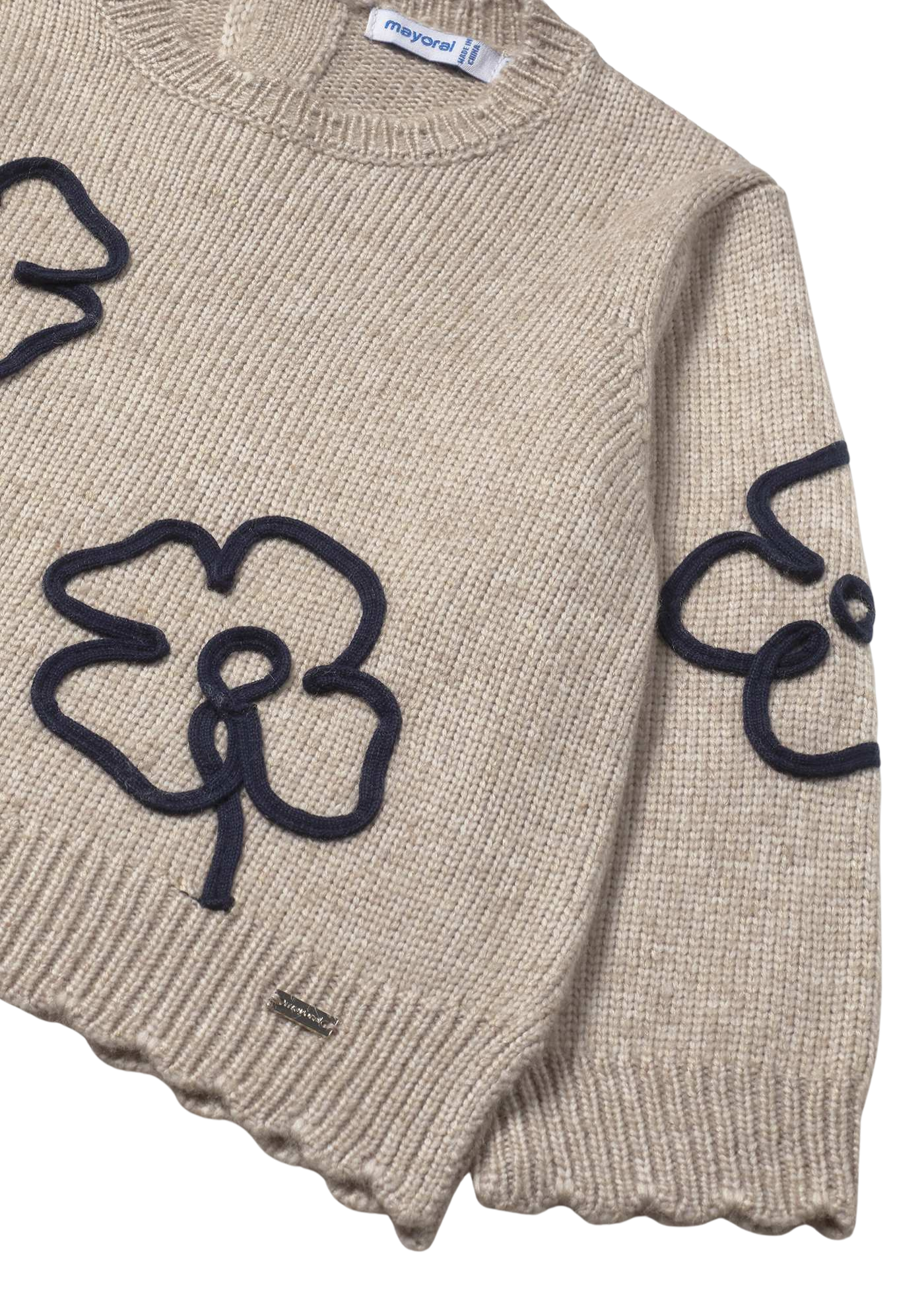 Pulover Bej cu Flori 2355 Mayoral