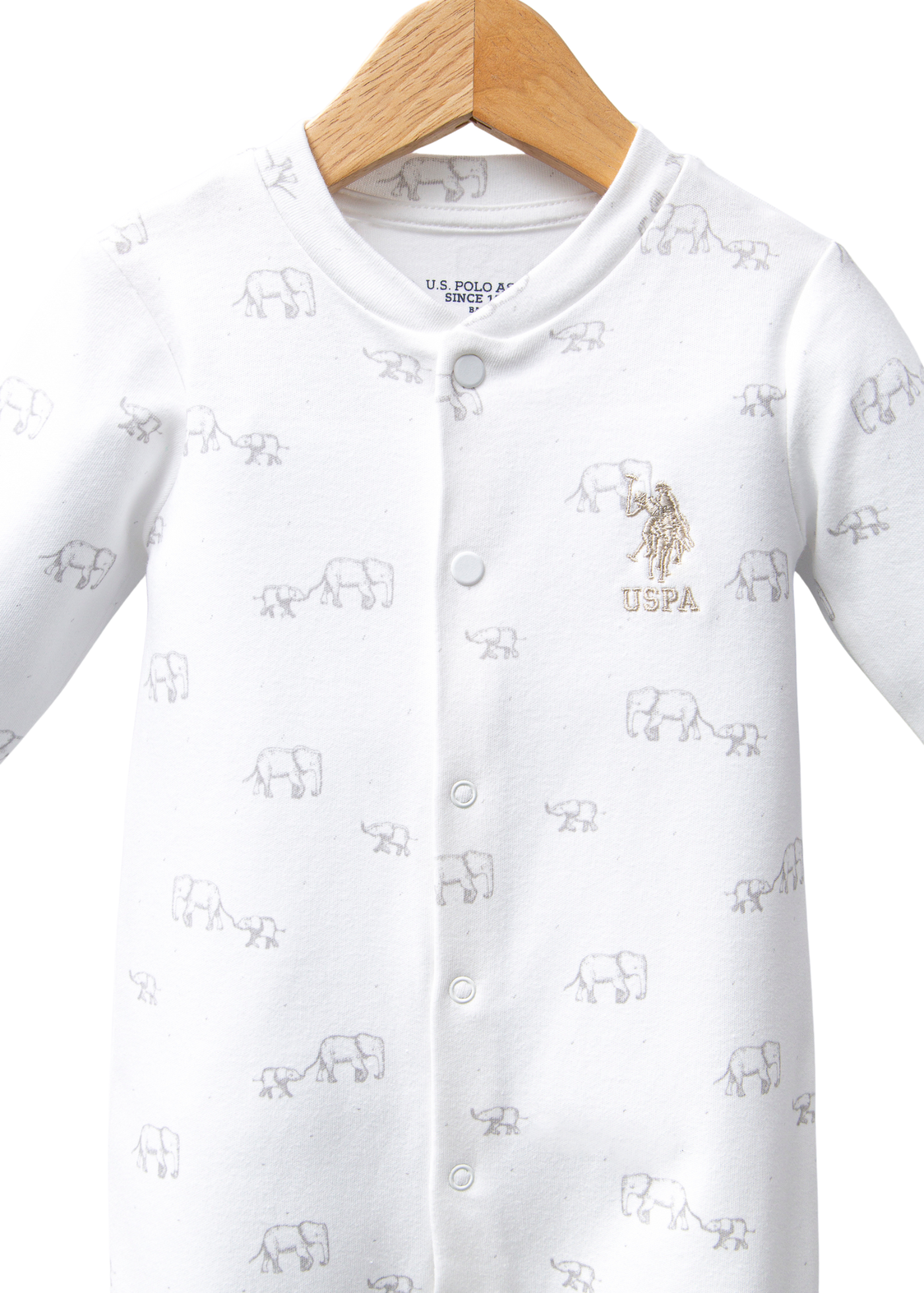 Salopeta Lunga Alba cu Imprimeu Gri Elefanti USB2325 Us Polo Assn