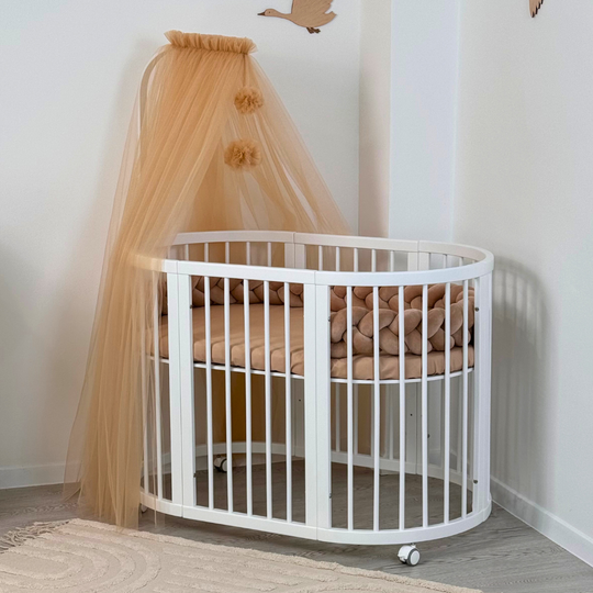 Baldachin Patut cu Suport Lemn Inclus cu Pampoane Bej Ingvart