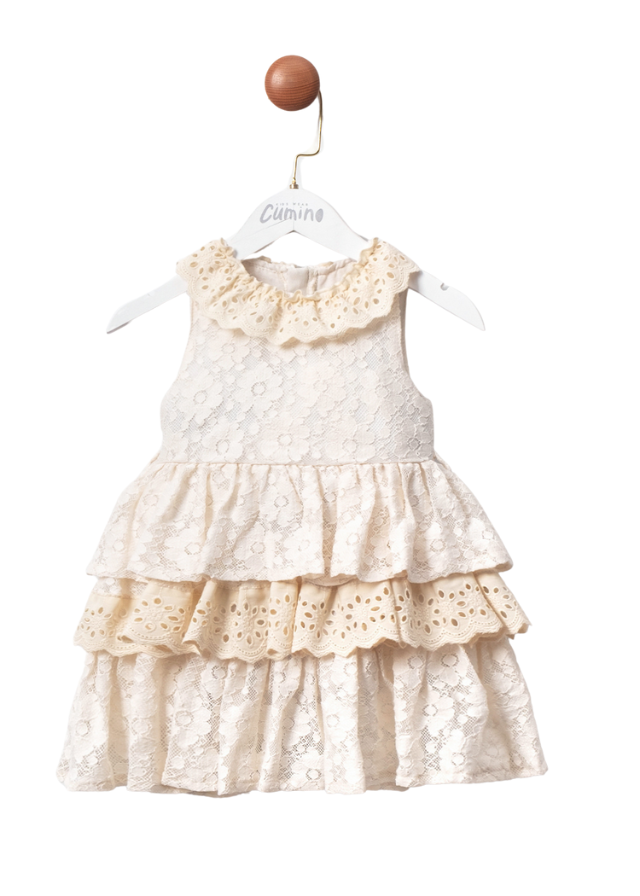 Rochie din Dantela Bej cu Bolero 3421 Mino Baby