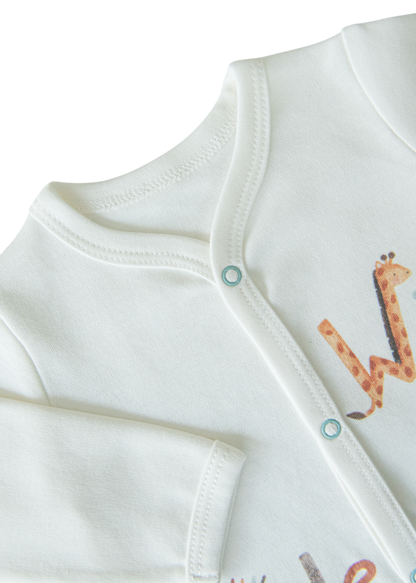 Set 2 Piese Crem cu Verde Bluza si Pantaloni Bumbac Organic Wild One S58822 Kitikate