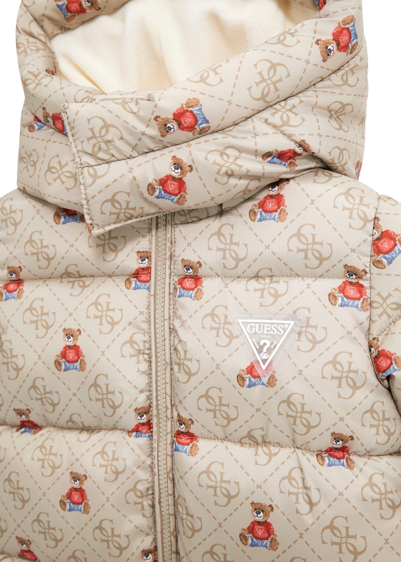 Combinezon Matlasat din Fas Bej Imprimeu Ursi si Monograme H5BW00 WCFM0 P1LT Guess