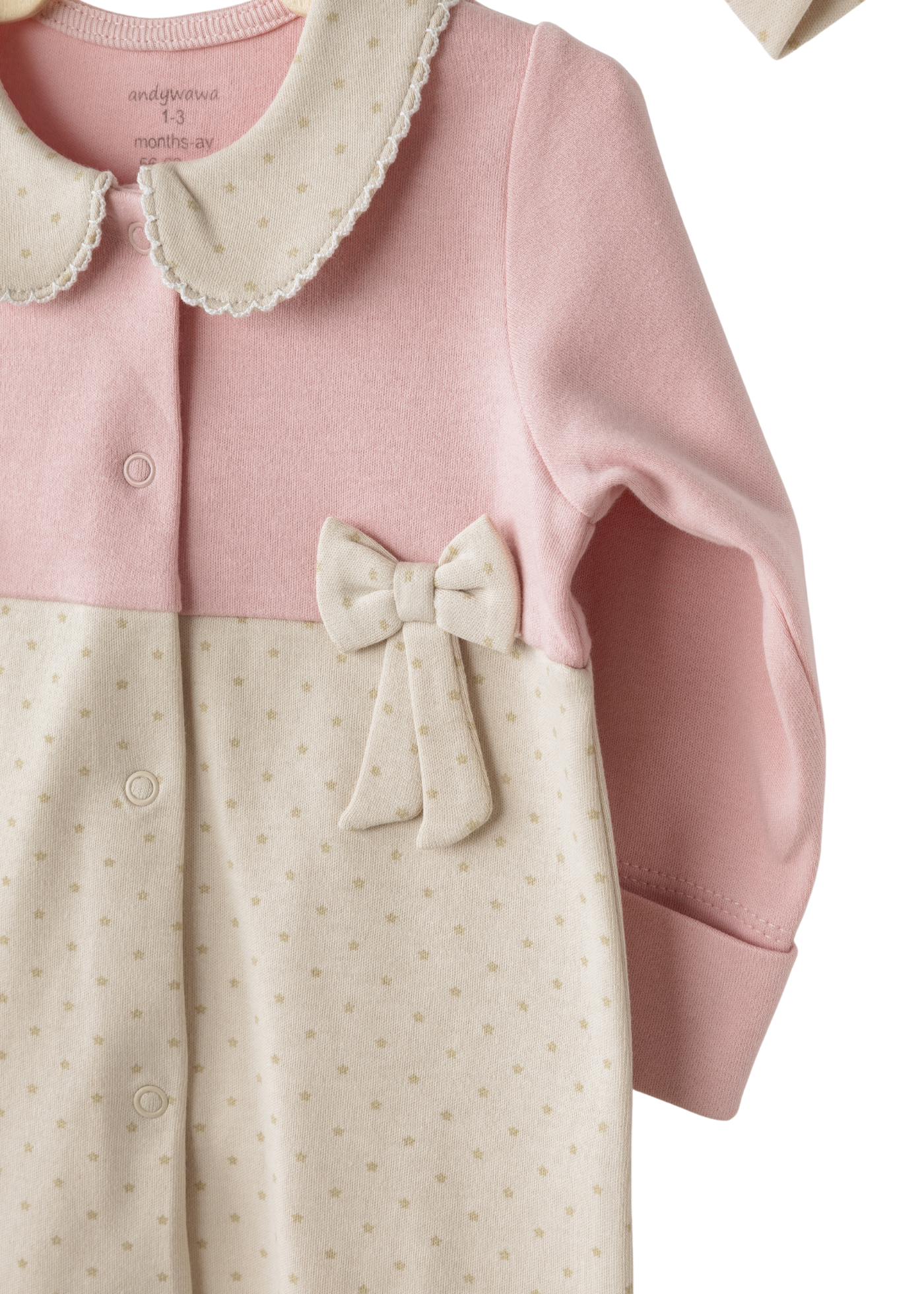 Salopeta Lunga Bej cu Picouri Roz si Fes AC26043 Andywawa