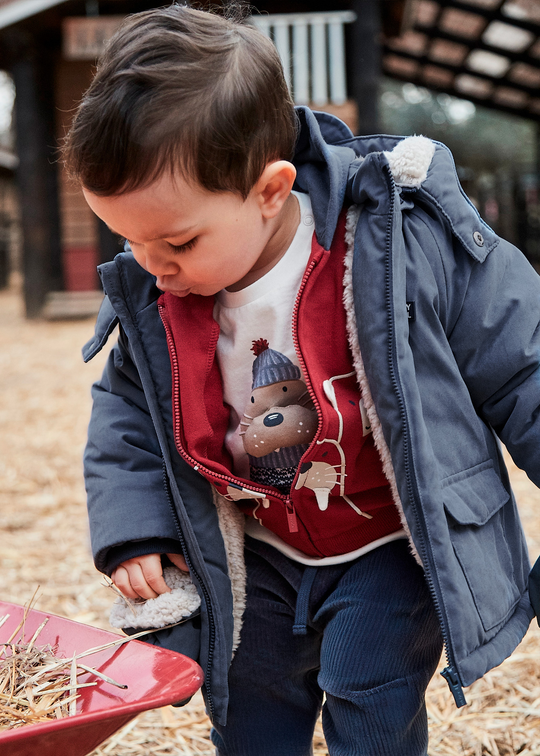 Navy Blue Parka in Fas with Gloves 2421 Mayoral