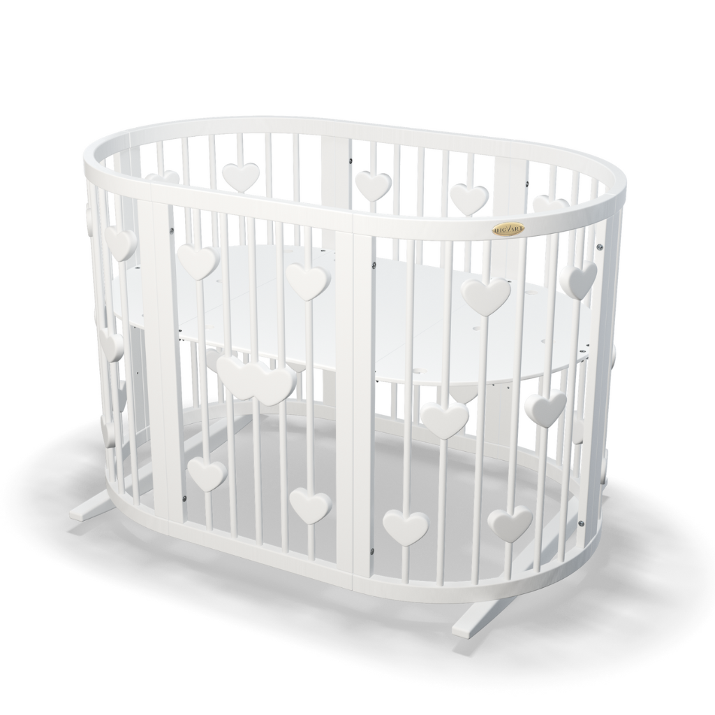 Patut Smart Inimi Rotund-Oval Evolutiv Transformabil Cosleeper 9in1 Lemn Arin 72 cm INGVART