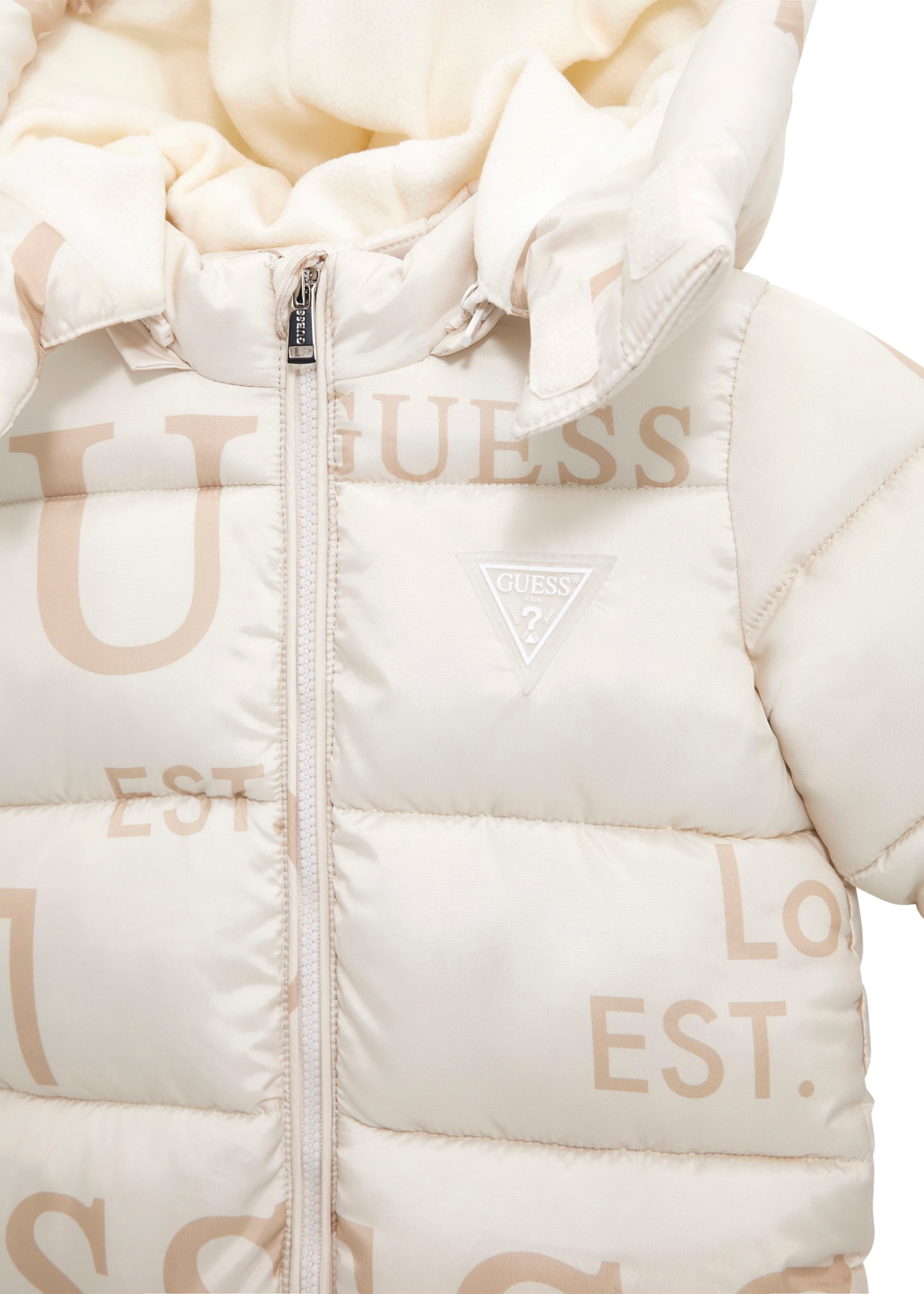 Combinezon Matlasat din Fas Crem cu Print Litere H5BW00 WCFM0 PZA1 Guess