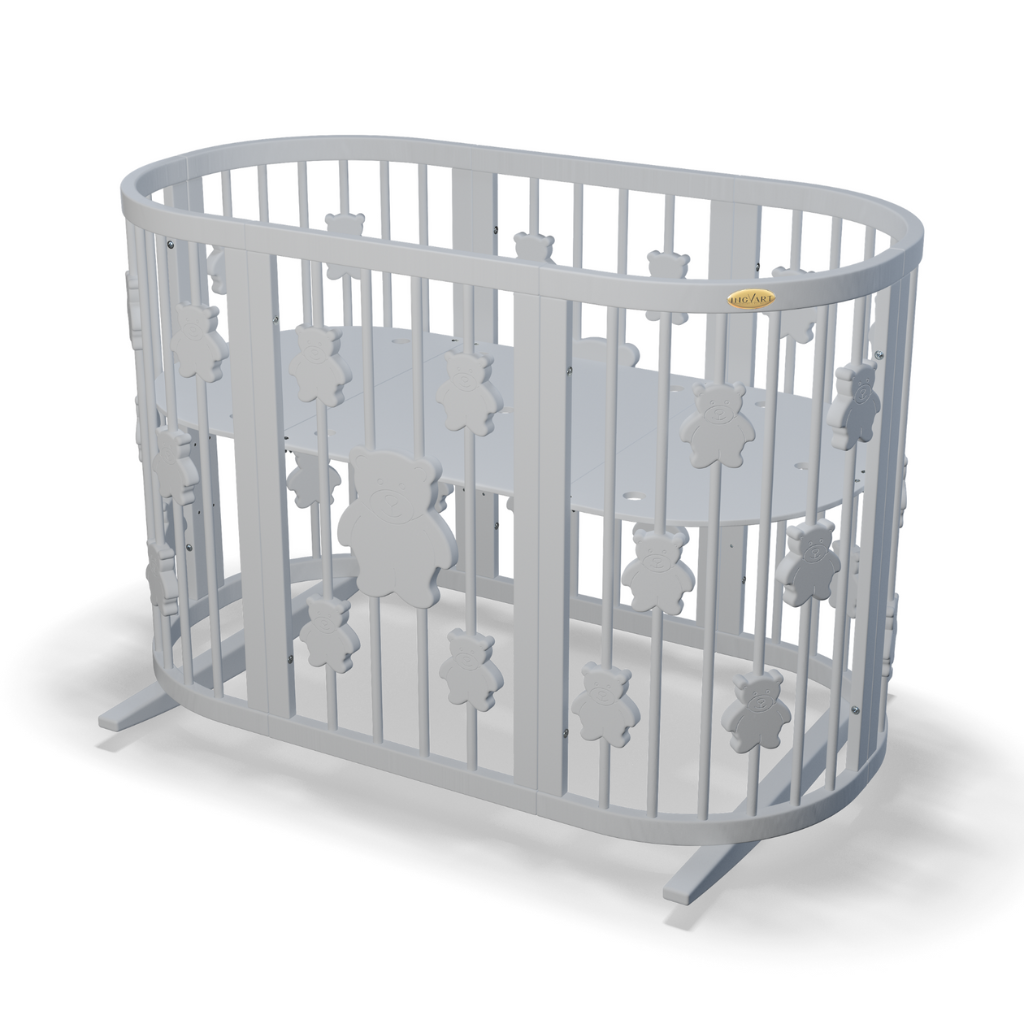 Patut Smart Ursuleti Rotund-Oval Evolutiv Transformabil Cosleeper 9in1 Lemn Arin 72 cm INGVART