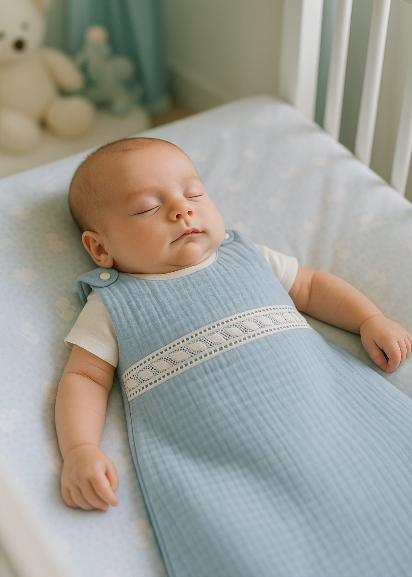 Blue Muslin Sleeping Bag for Boys AnneBebe 