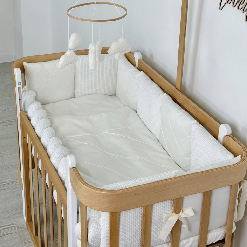 Crib Bedding Set 60x120 cm Satin Platinum Milk Ingvart