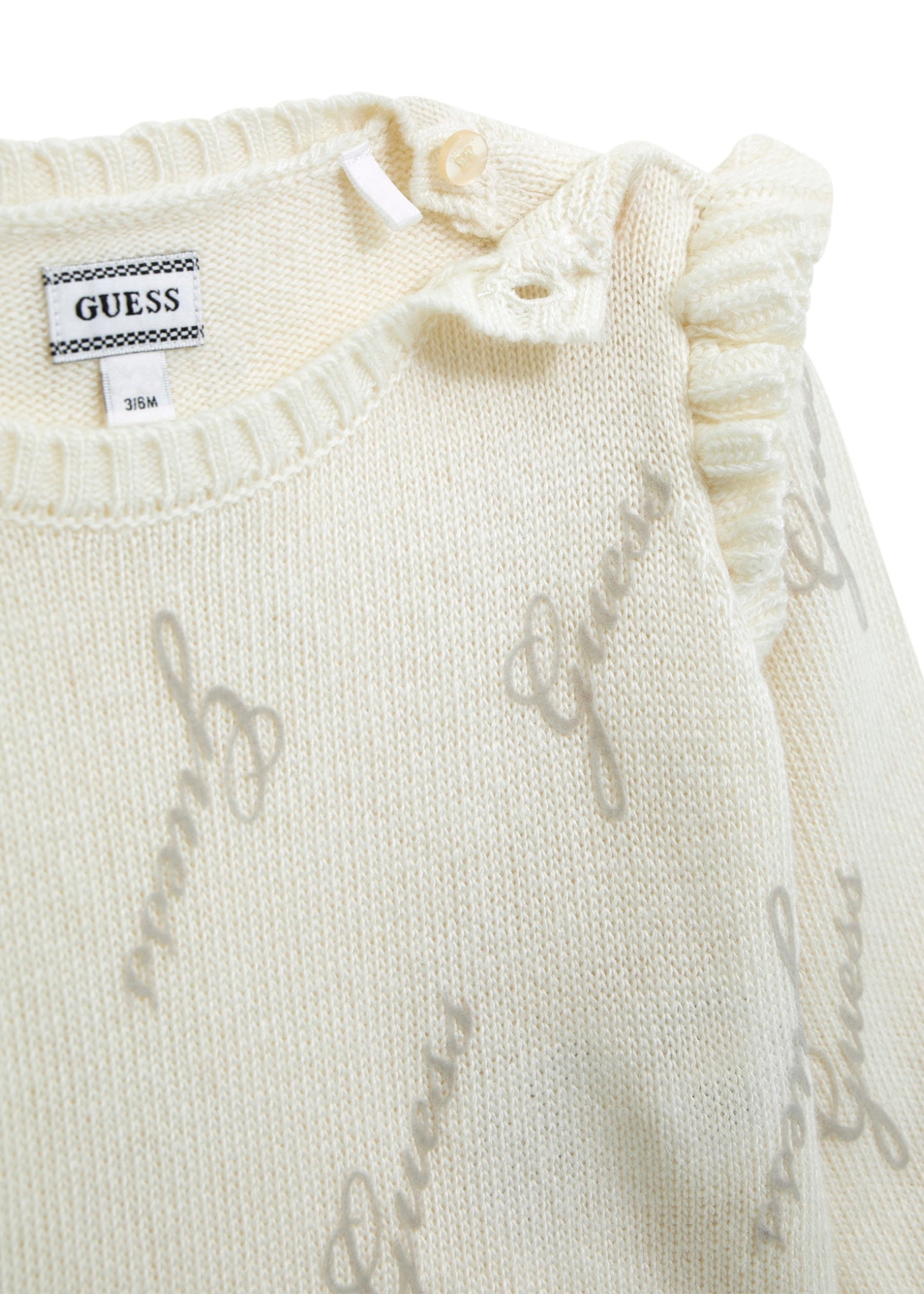 Set 2 Piese Tricotat cu Lana Alpaca Crem cu Imprimeu Guess Gri A5BG12 Z0870 P08N Guess